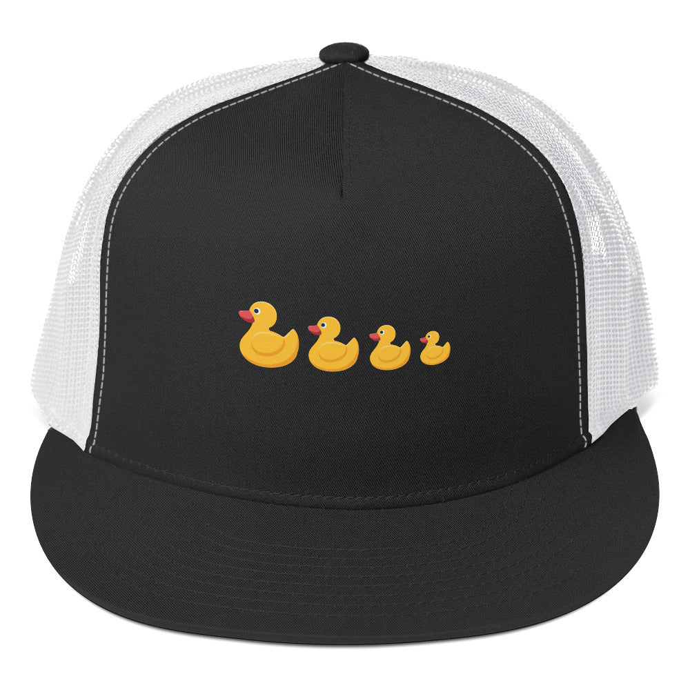 Follow the quack leader Trucker Cap - LUDE fashion, streetwear, unique designs, custom apparel, gift ideas, trendy, eco-friendly, statement pieces, graphic tees, sustainable fashion, minimalist, pop culture, creative prints, bold designs, limited edition, casual wear, artistic, lifestyle