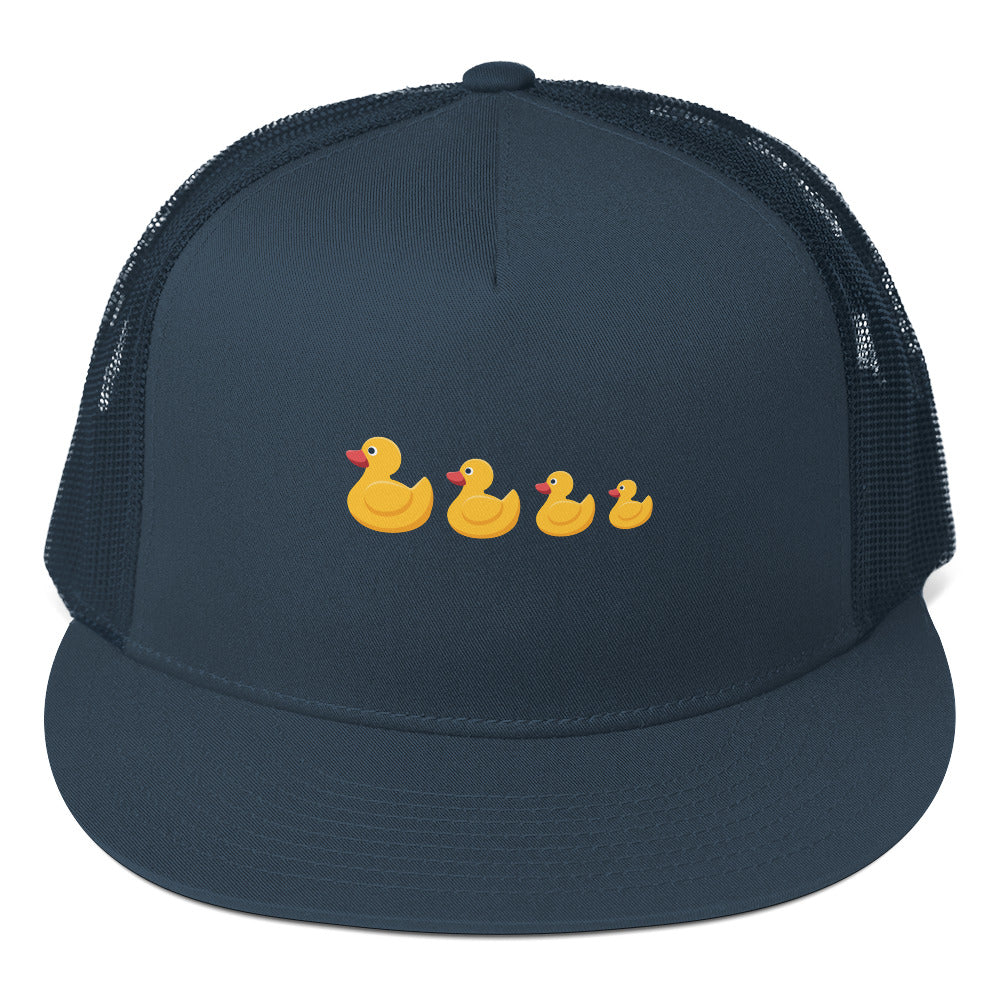 Follow the quack leader Trucker Cap - LUDE fashion, streetwear, unique designs, custom apparel, gift ideas, trendy, eco-friendly, statement pieces, graphic tees, sustainable fashion, minimalist, pop culture, creative prints, bold designs, limited edition, casual wear, artistic, lifestyle