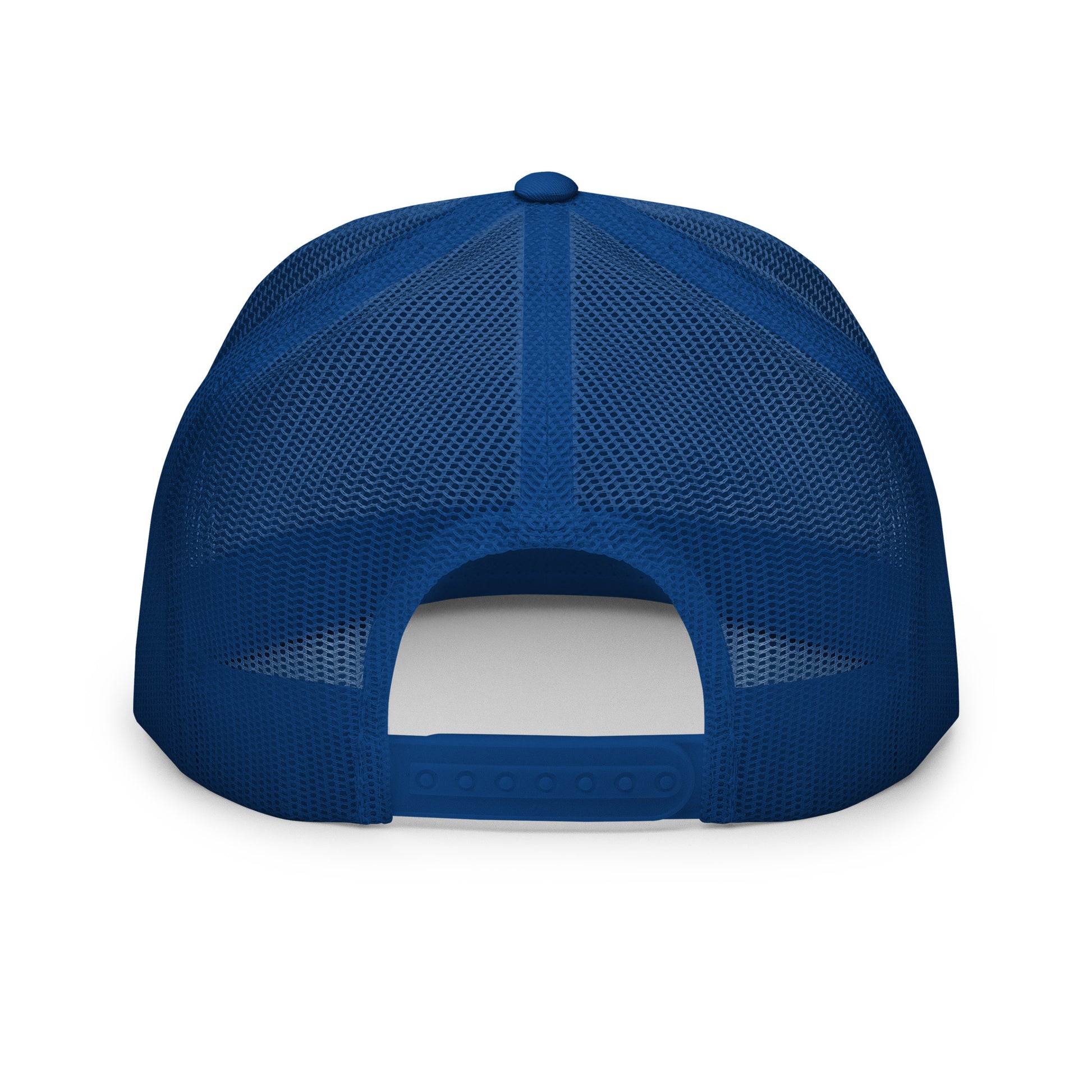 Back view of the Meow Face Trucker Cap showcasing adjustable snapback closure.