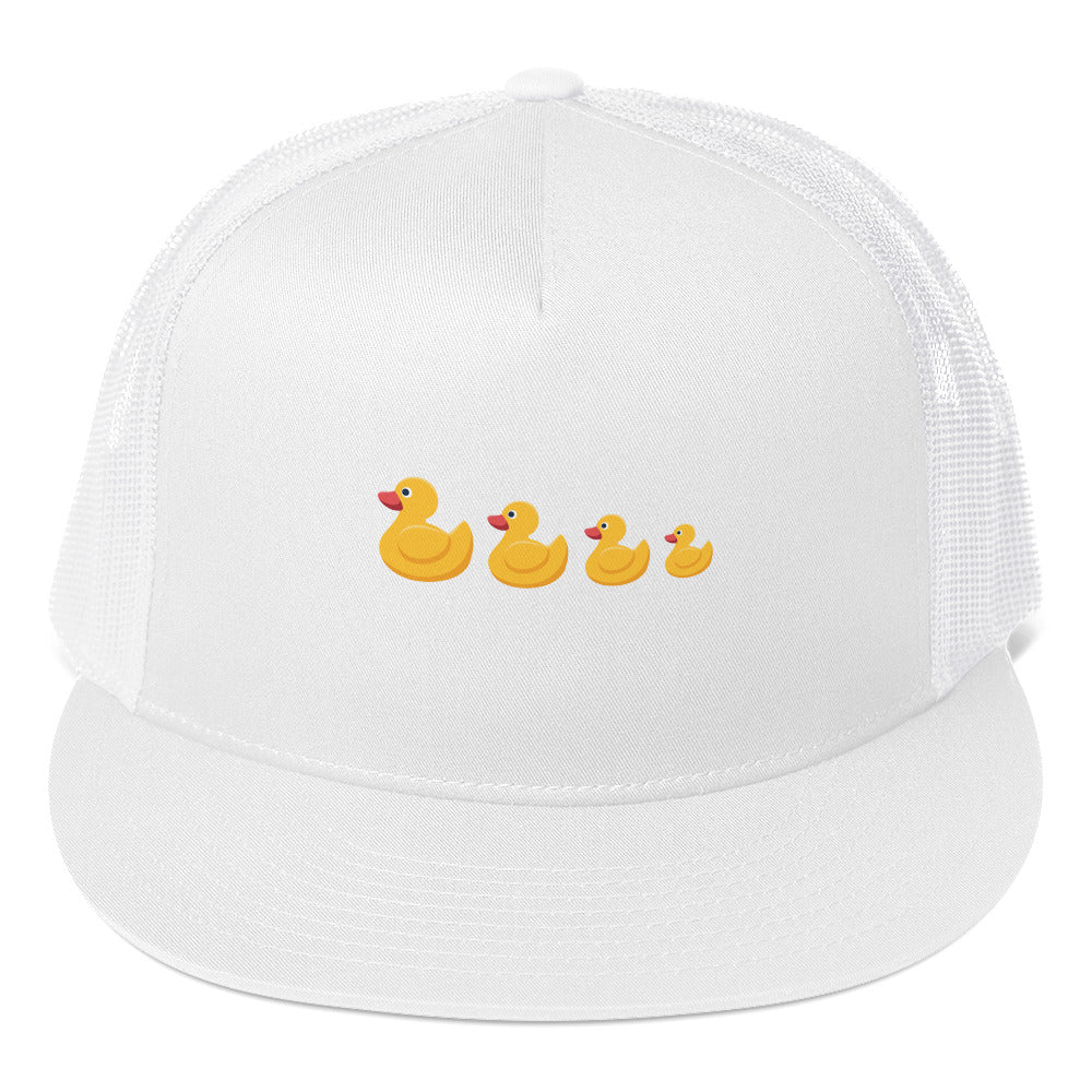 Follow the quack leader Trucker Cap - LUDE fashion, streetwear, unique designs, custom apparel, gift ideas, trendy, eco-friendly, statement pieces, graphic tees, sustainable fashion, minimalist, pop culture, creative prints, bold designs, limited edition, casual wear, artistic, lifestyle