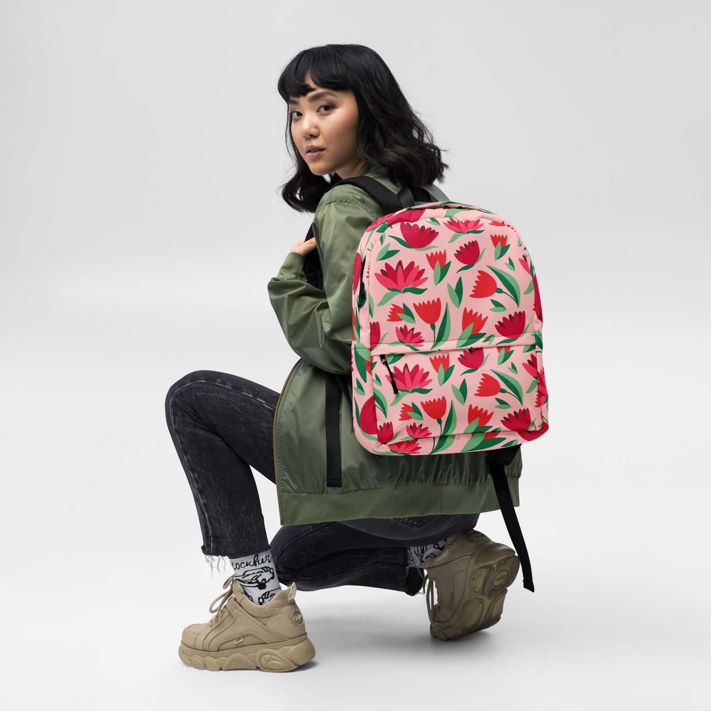 Flower power Backpack - LUDE fashion, streetwear, unique designs, custom apparel, gift ideas, trendy, eco-friendly, statement pieces, graphic tees, sustainable fashion, minimalist, pop culture, creative prints, bold designs, limited edition, casual wear, artistic, lifestyle