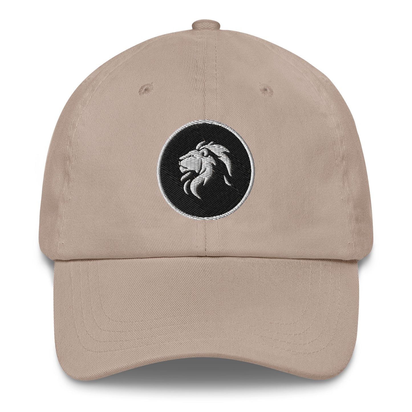 Stitched lion Dad hat - LUDE fashion, streetwear, unique designs, custom apparel, gift ideas, trendy, eco-friendly, statement pieces, graphic tees, sustainable fashion, minimalist, pop culture, creative prints, bold designs, limited edition, casual wear, artistic, lifestyle