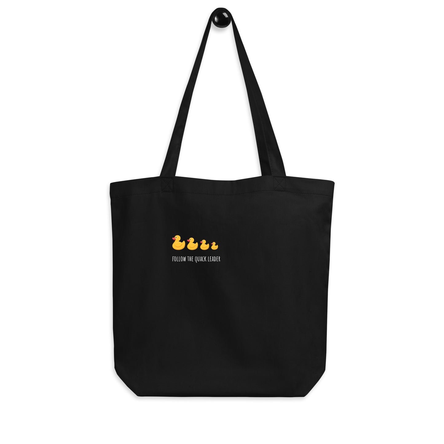 Follow the quack leader Eco Tote Bag - LUDE fashion, streetwear, unique designs, custom apparel, gift ideas, trendy, eco-friendly, statement pieces, graphic tees, sustainable fashion, minimalist, pop culture, creative prints, bold designs, limited edition, casual wear, artistic, lifestyle