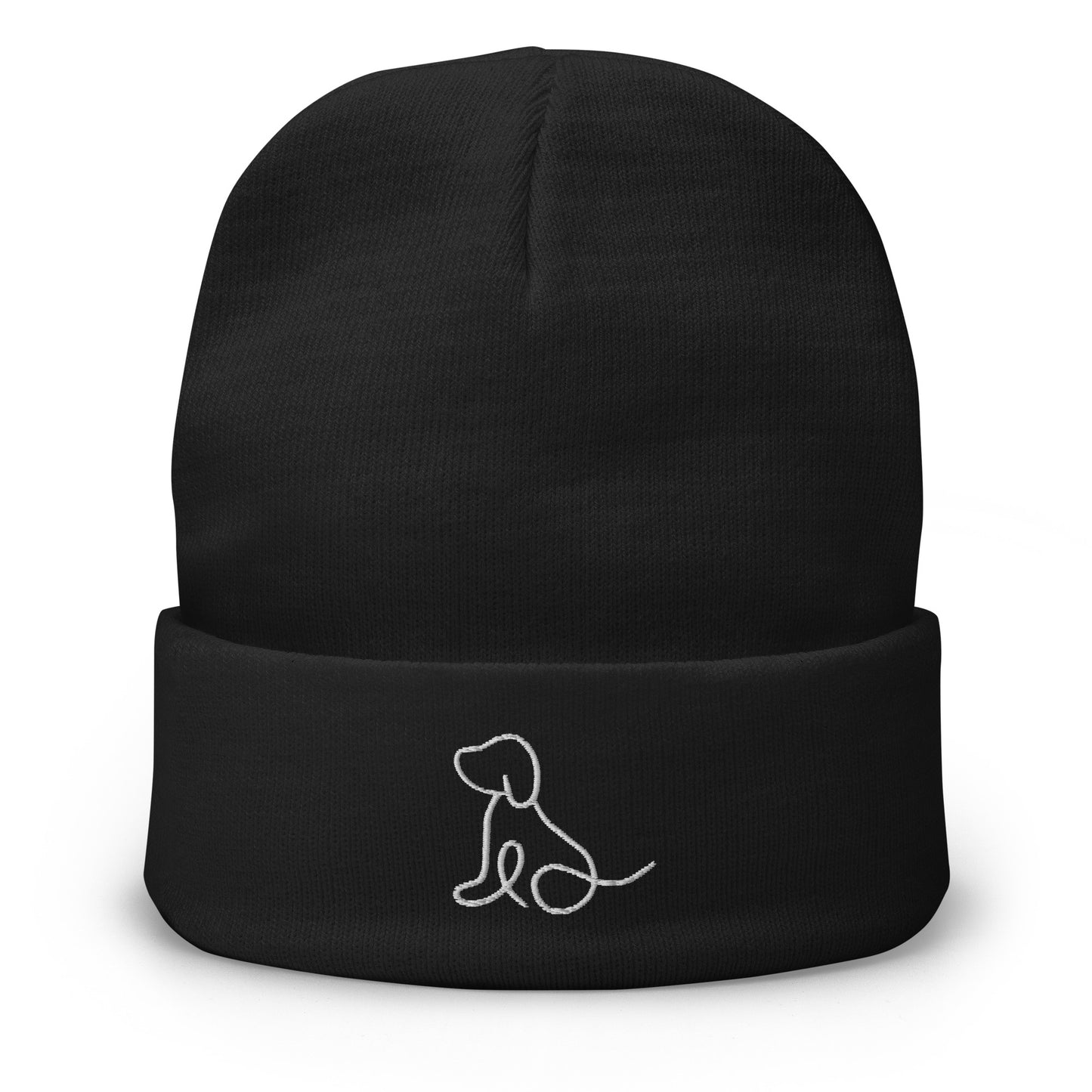 Sitting dog Embroidered Beanie - LUDE fashion, streetwear, unique designs, custom apparel, gift ideas, trendy, eco-friendly, statement pieces, graphic tees, sustainable fashion, minimalist, pop culture, creative prints, bold designs, limited edition, casual wear, artistic, lifestyle