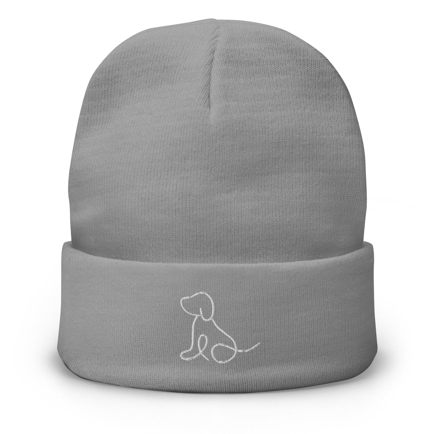 Sitting dog Embroidered Beanie - LUDE fashion, streetwear, unique designs, custom apparel, gift ideas, trendy, eco-friendly, statement pieces, graphic tees, sustainable fashion, minimalist, pop culture, creative prints, bold designs, limited edition, casual wear, artistic, lifestyle