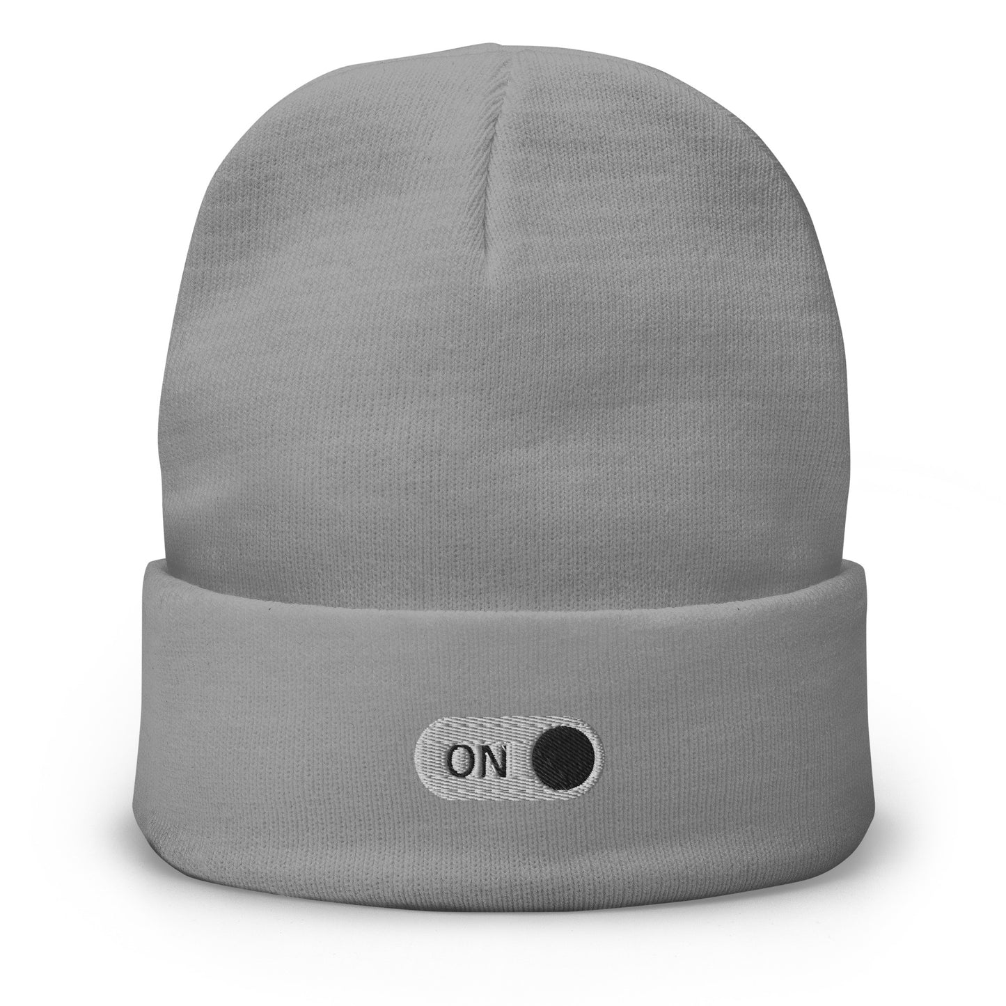 Mode ON Embroidered Beanie - LUDE fashion, streetwear, unique designs, custom apparel, gift ideas, trendy, eco-friendly, statement pieces, graphic tees, sustainable fashion, minimalist, pop culture, creative prints, bold designs, limited edition, casual wear, artistic, lifestyle