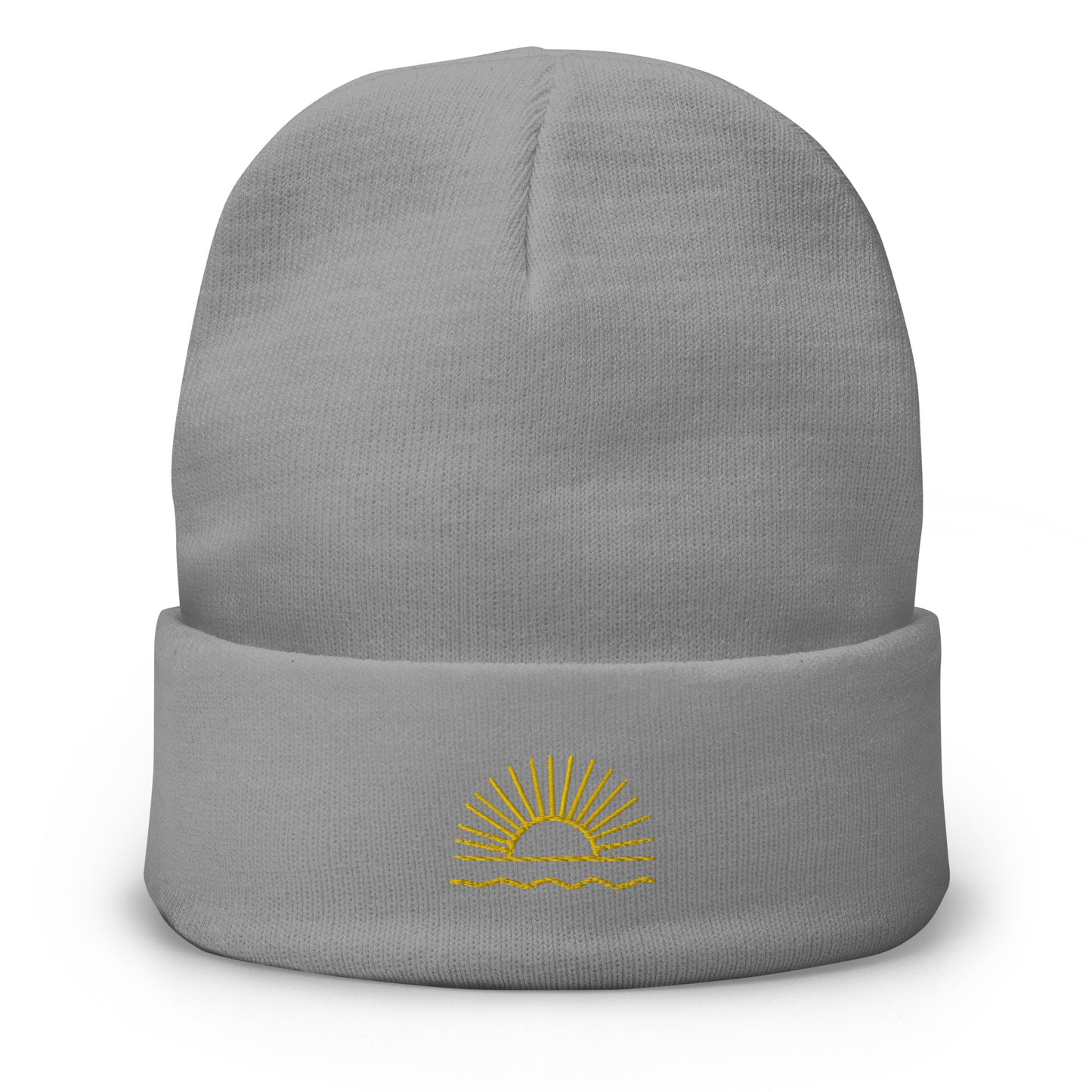 Sunrise Embroidered Beanie - LUDE fashion, streetwear, unique designs, custom apparel, gift ideas, trendy, eco-friendly, statement pieces, graphic tees, sustainable fashion, minimalist, pop culture, creative prints, bold designs, limited edition, casual wear, artistic, lifestyle