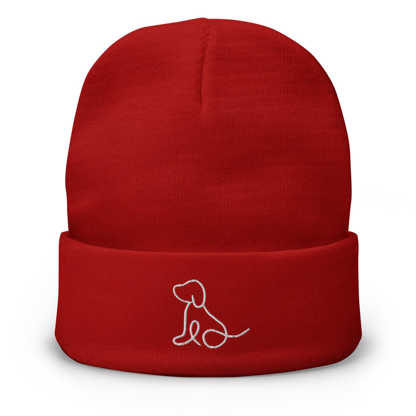 Sitting dog Embroidered Beanie - LUDE fashion, streetwear, unique designs, custom apparel, gift ideas, trendy, eco-friendly, statement pieces, graphic tees, sustainable fashion, minimalist, pop culture, creative prints, bold designs, limited edition, casual wear, artistic, lifestyle