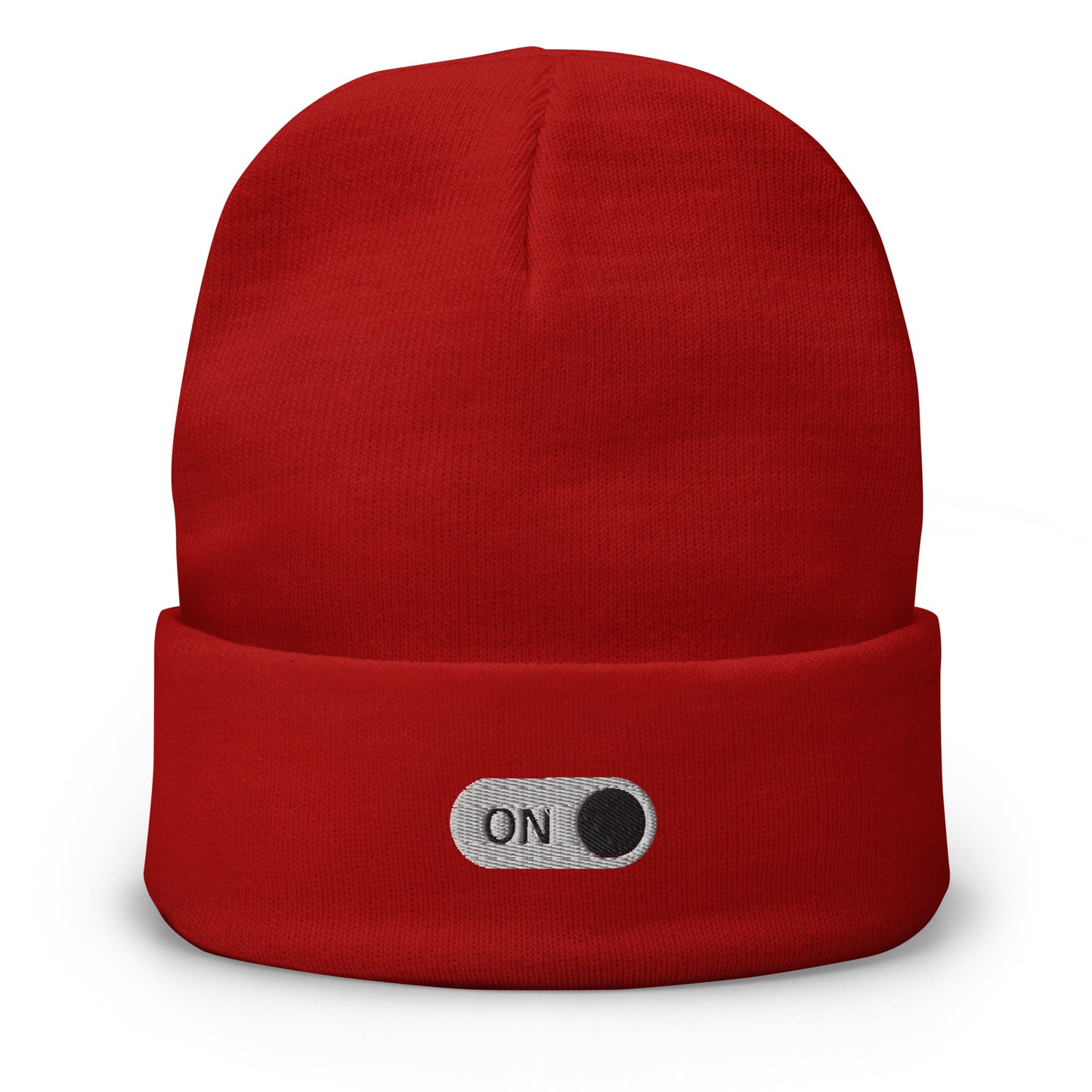 Mode ON Embroidered Beanie - LUDE fashion, streetwear, unique designs, custom apparel, gift ideas, trendy, eco-friendly, statement pieces, graphic tees, sustainable fashion, minimalist, pop culture, creative prints, bold designs, limited edition, casual wear, artistic, lifestyle