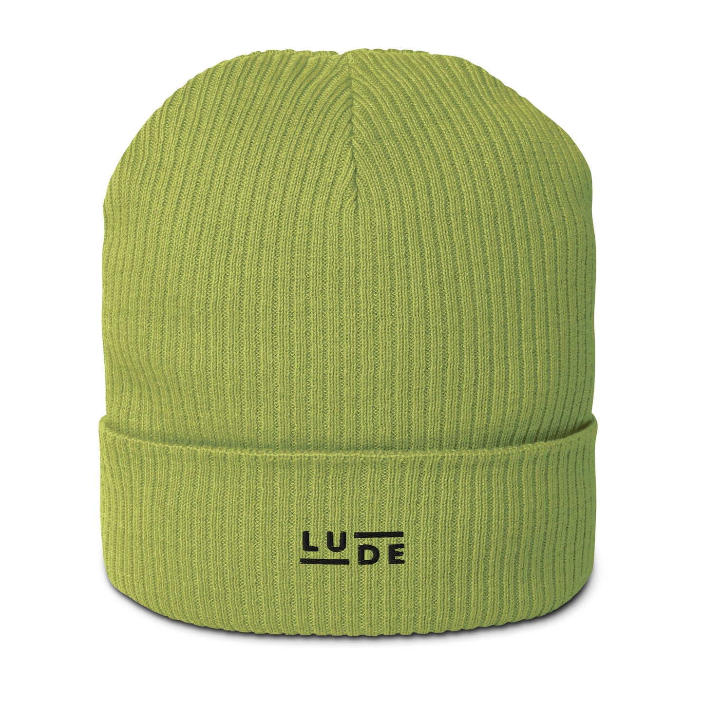 LUDE Organic ribbed beanie - LUDE fashion, streetwear, unique designs, custom apparel, gift ideas, trendy, eco-friendly, statement pieces, graphic tees, sustainable fashion, minimalist, pop culture, creative prints, bold designs, limited edition, casual wear, artistic, lifestyle