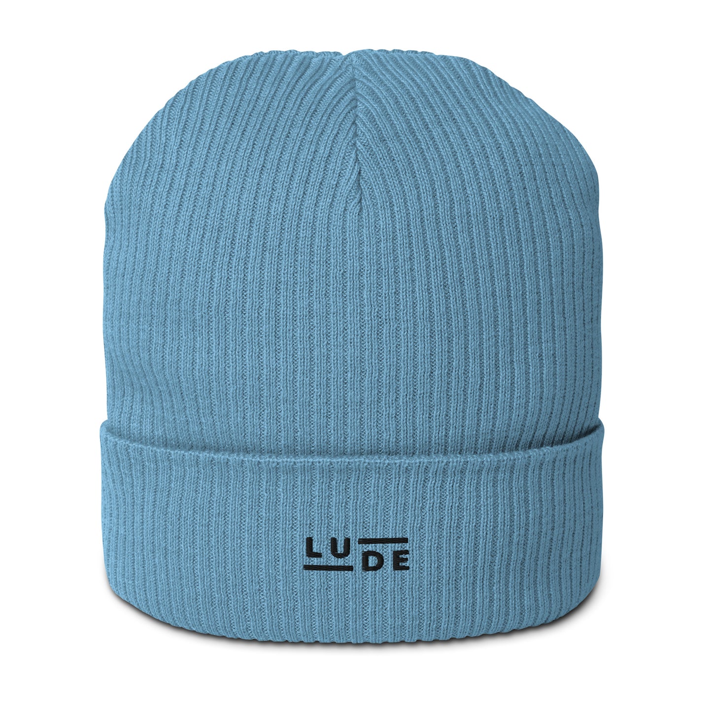 LUDE Organic ribbed beanie - LUDE fashion, streetwear, unique designs, custom apparel, gift ideas, trendy, eco-friendly, statement pieces, graphic tees, sustainable fashion, minimalist, pop culture, creative prints, bold designs, limited edition, casual wear, artistic, lifestyle