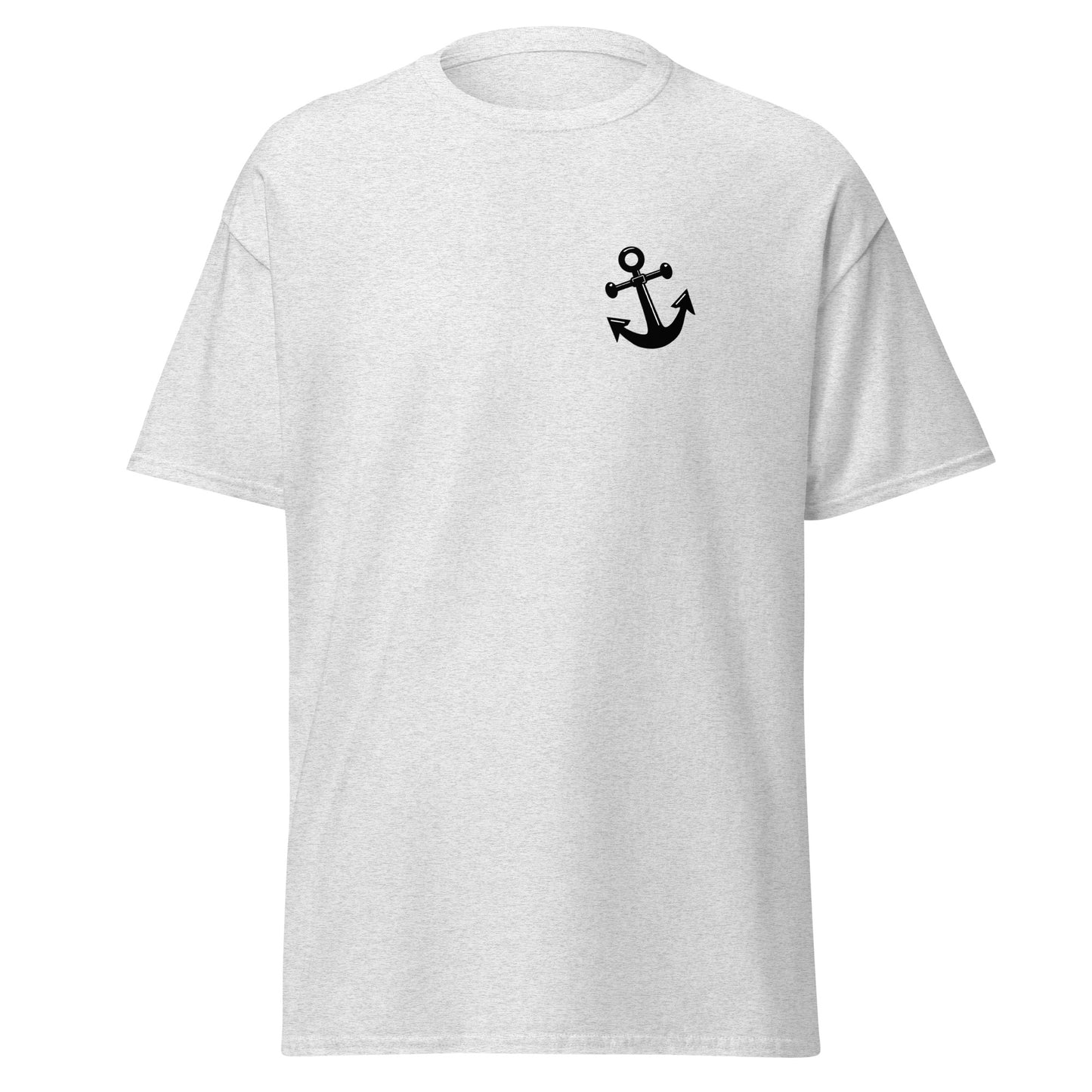 Unisex classic tee with anchor design, 100% cotton, eco-friendly fashion, perfect for trendy streetwear and statement pieces.