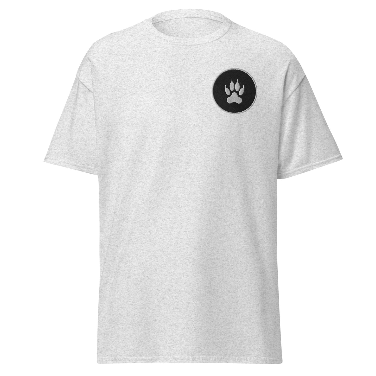 Unisex classic tee with paw print design, eco-friendly cotton, minimalist streetwear fashion, perfect gift idea, trendy graphic shirt