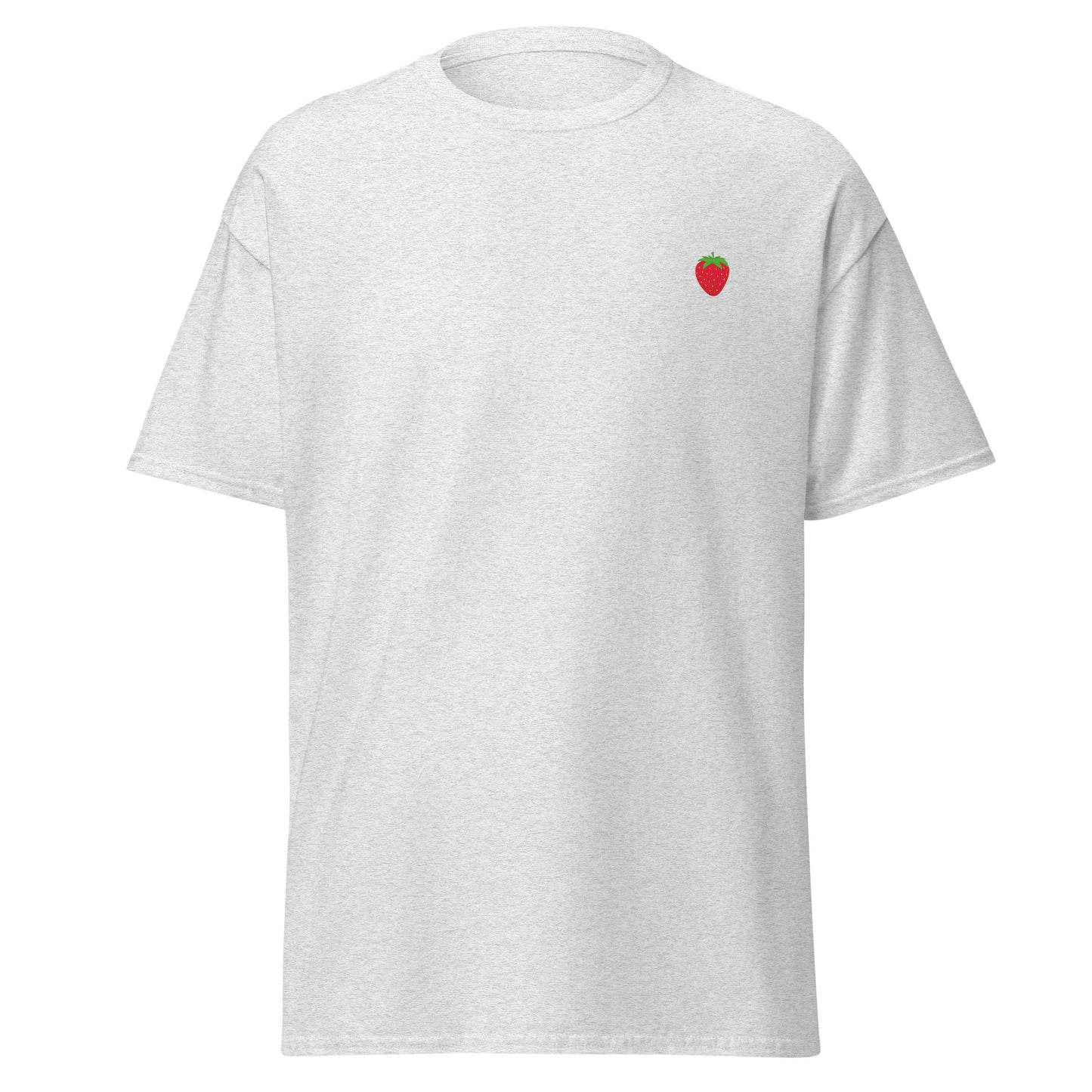 Unisex classic tee with strawberry design, 100% cotton, perfect for trendy streetwear and eco-friendly fashion outfits.