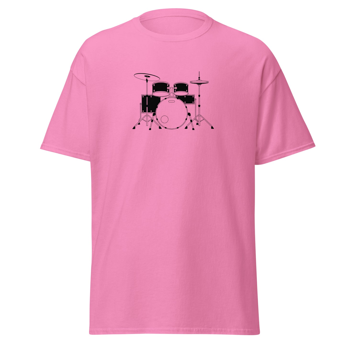 Pink unisex Beat Master tee with drum graphic, cotton casual wear, trendy streetwear fashion.