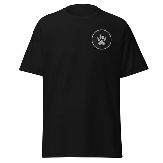 Stitched paw-sitive vibes Unisex classic tee - LUDE fashion, streetwear, unique designs, custom apparel, gift ideas, trendy, eco-friendly, statement pieces, graphic tees, sustainable fashion, minimalist, pop culture, creative prints, bold designs, limited edition, casual wear, artistic, lifestyle