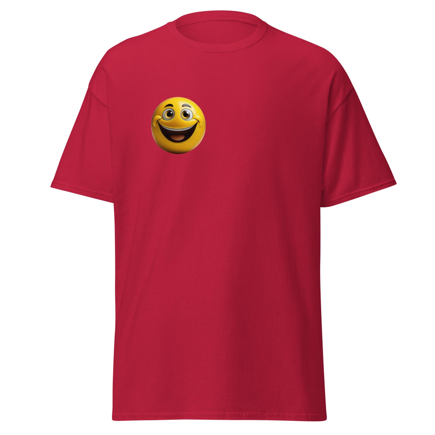 "Cheerful Vibes Emoji Unisex Classic Tee in Red – Trendy Streetwear Graphic T-Shirt"