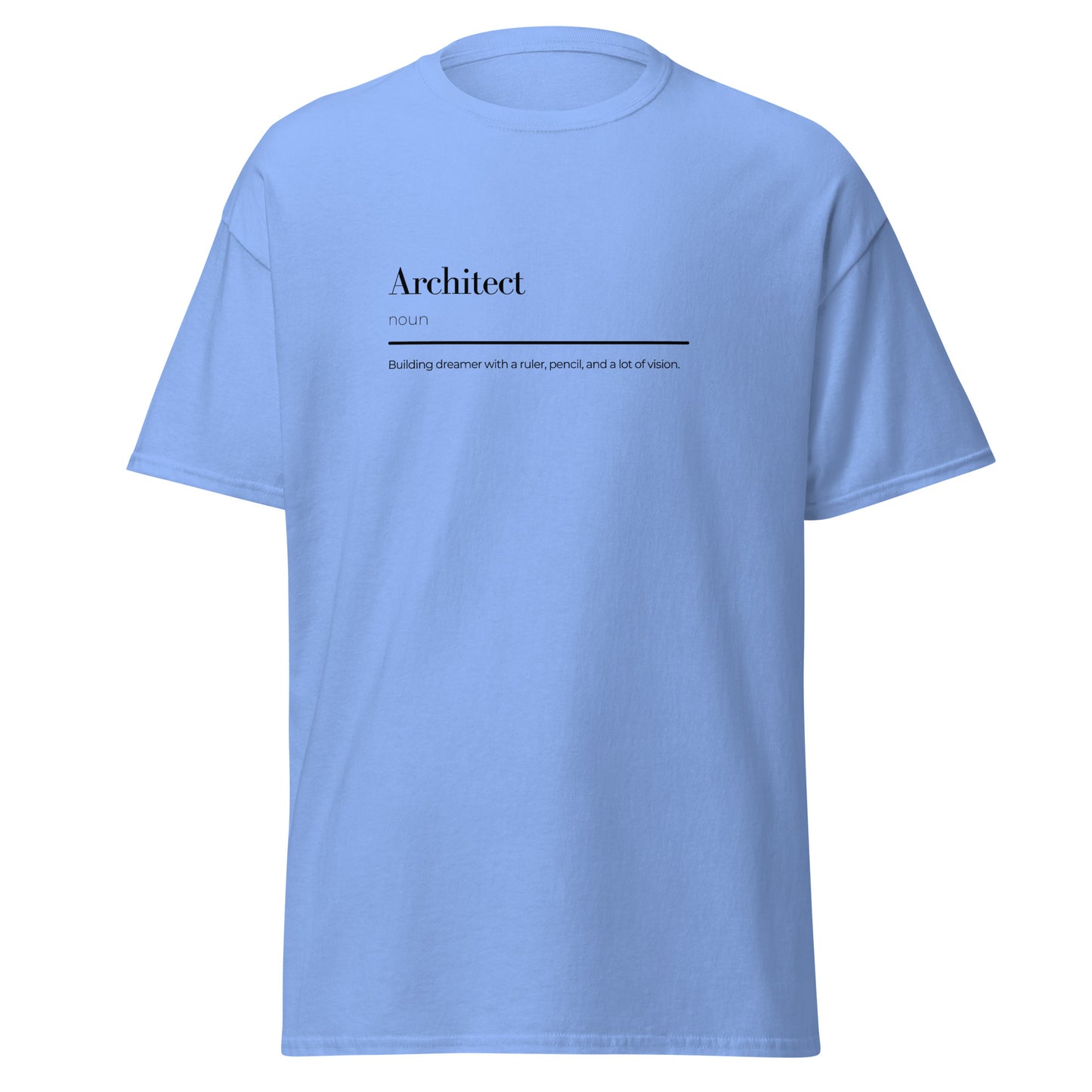 Light blue unisex graphic tee with "Architect" wordplay design, perfect for minimalist streetwear and sustainable fashion lovers.