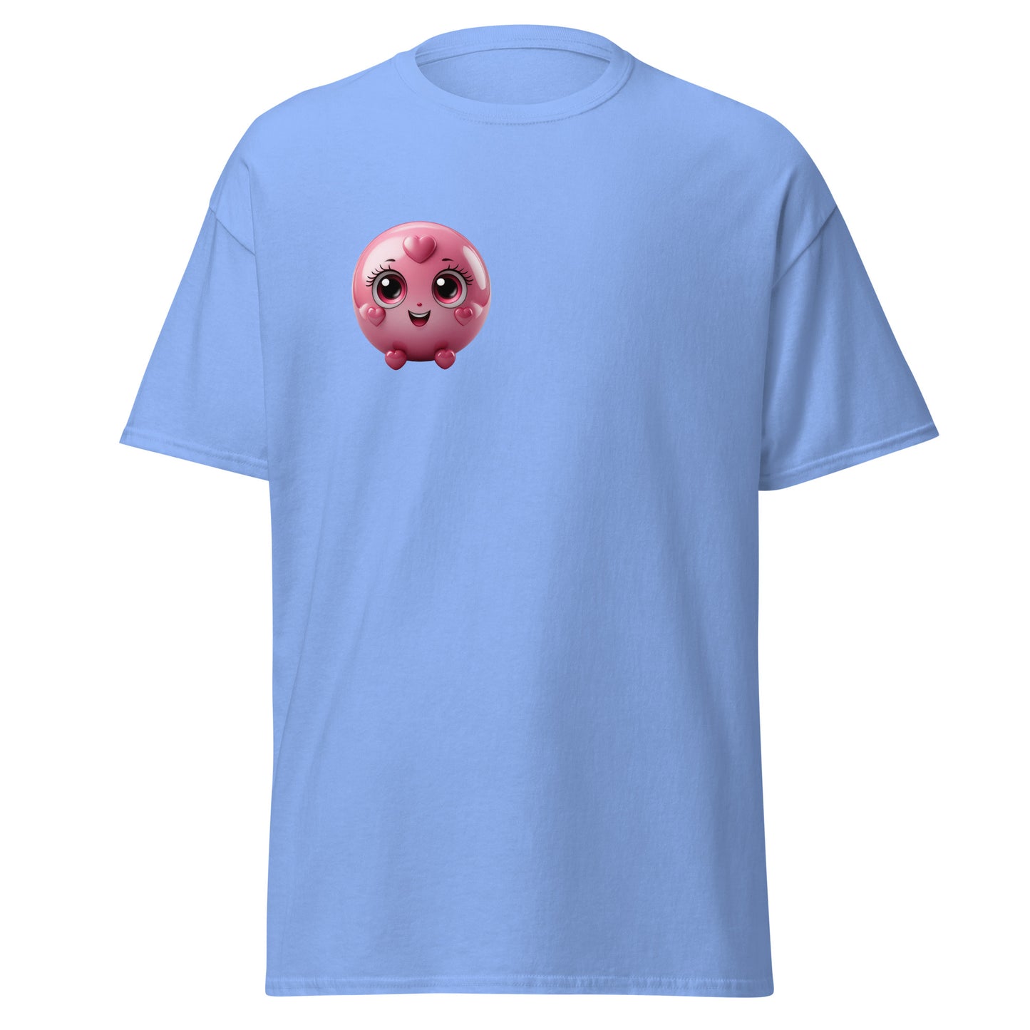 Love-Struck Emoji Unisex Tee in Sky Blue – Trendy Cotton Graphic Streetwear Shirt, Perfect for Casual and Sustainable Fashion Lovers