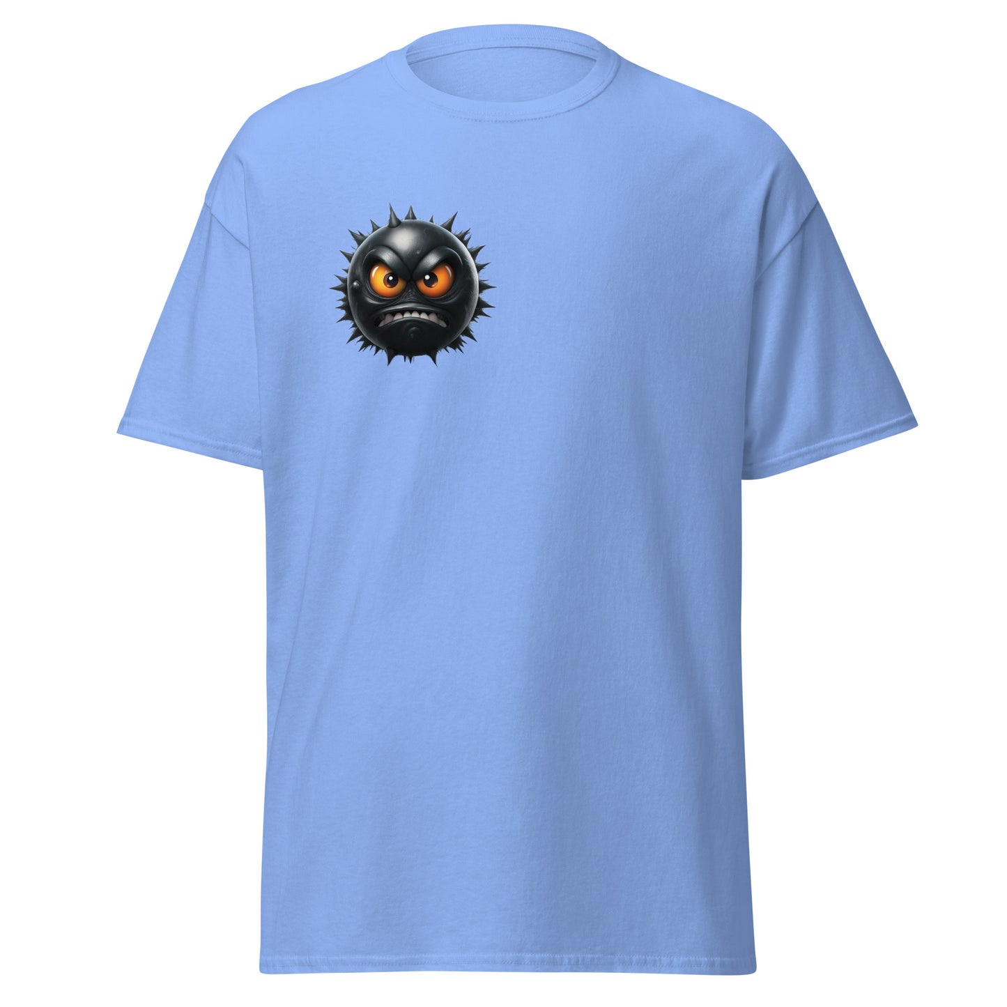 Raging Fury Emoji Unisex Classic Tee in blue, featuring bold graphic design, eco-friendly fashion, and trendy streetwear style.