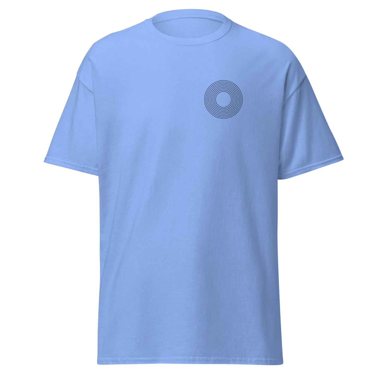 Light blue unisex classic tee with circle design, perfect for trendy streetwear and eco-friendly fashion lovers.