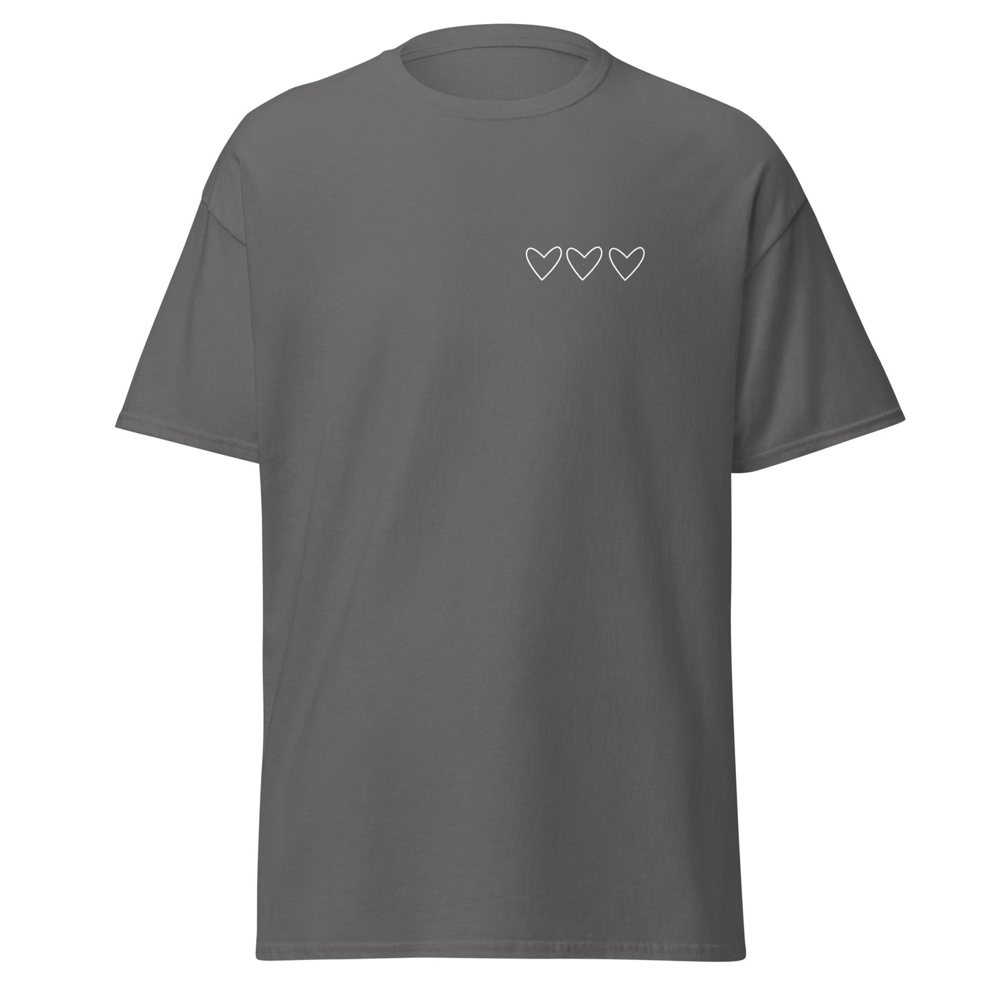 "Heart trace unisex classic tee with minimalist heart design, perfect for trendy streetwear and sustainable fashion enthusiasts."