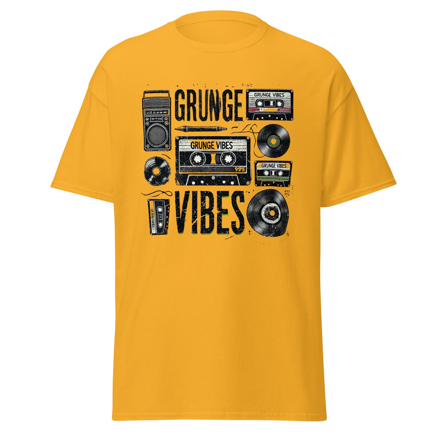 Grunge Vibes Cassette Tee - LUDE fashion, streetwear, unique designs, custom apparel, gift ideas, trendy, eco-friendly, statement pieces, graphic tees, sustainable fashion, minimalist, pop culture, creative prints, bold designs, limited edition, casual wear, artistic, lifestyle