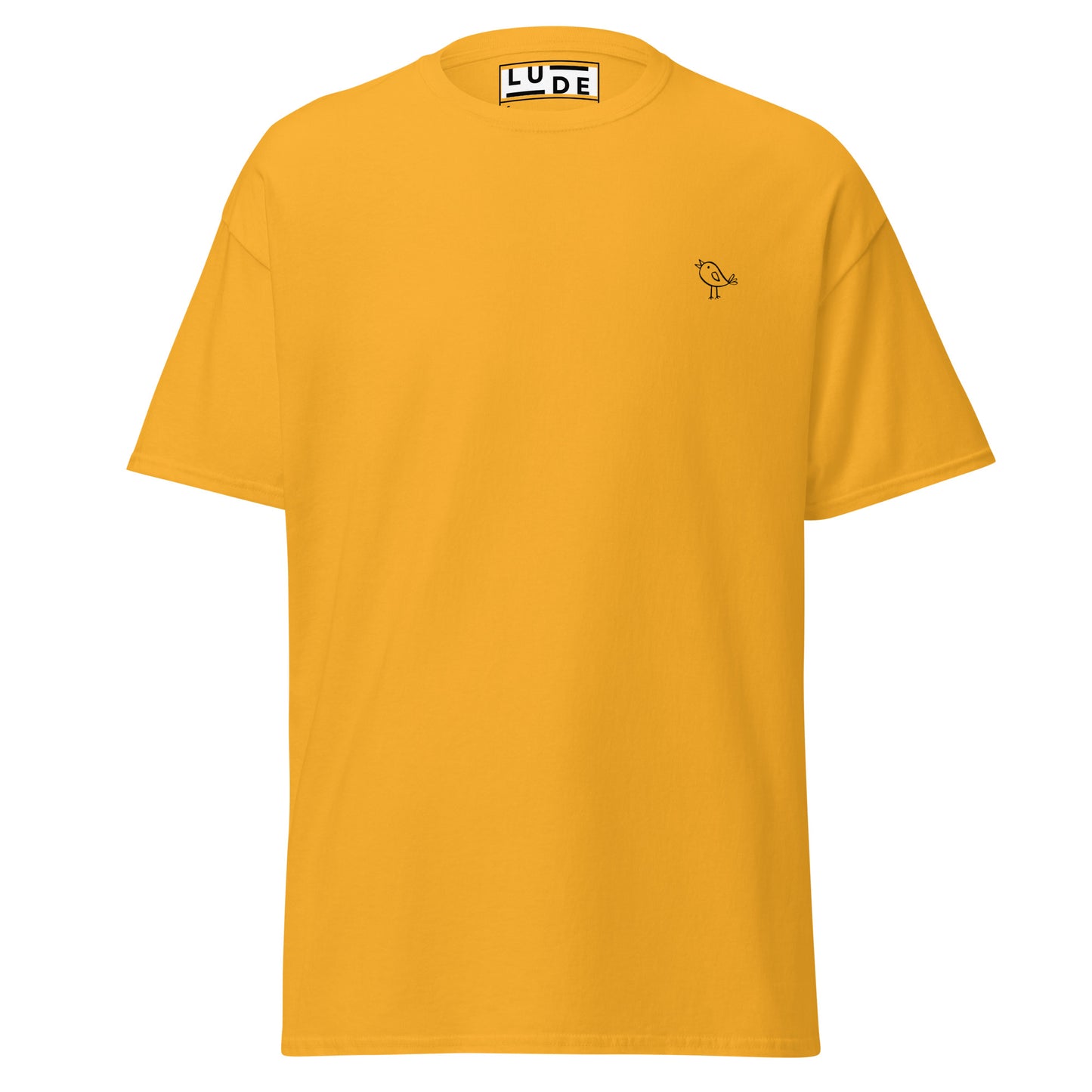 Unisex yellow graphic tee with whistle bird design, 100% cotton, trendy streetwear fashion, eco-friendly custom apparel.