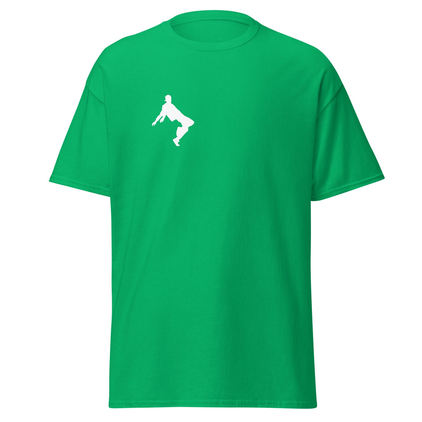 Unisex green tee with minimalist graphic design, perfect for trendy streetwear fashion and sustainable apparel lovers.