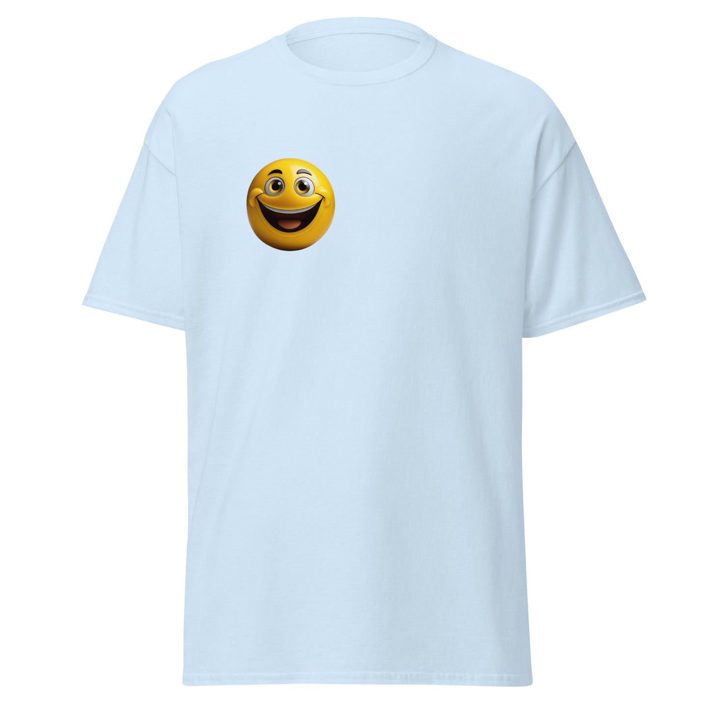 Cheerful Vibes Emoji Tee, sustainable fashion, unisex classic cotton, trendy casual wear, unique graphic design, statement piece.