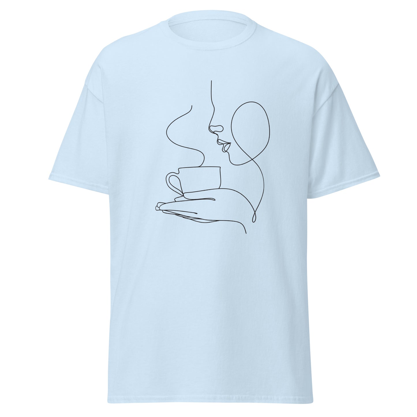 Unisex cotton tee with abstract steamy sips design, perfect for trendy streetwear and sustainable fashion lovers.