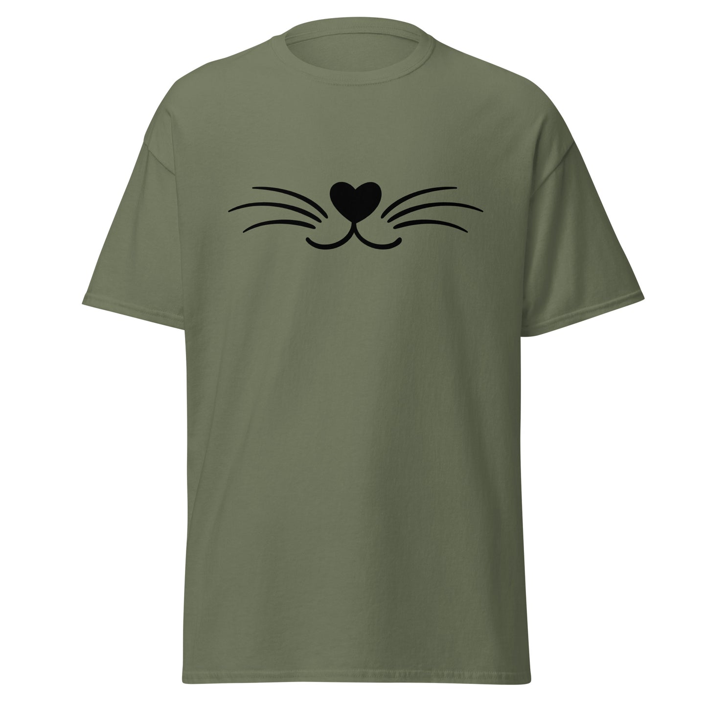 Unisex classic tee with whisker design, trendy and eco-friendly cotton streetwear. Perfect gift idea for fashion-forward individuals.