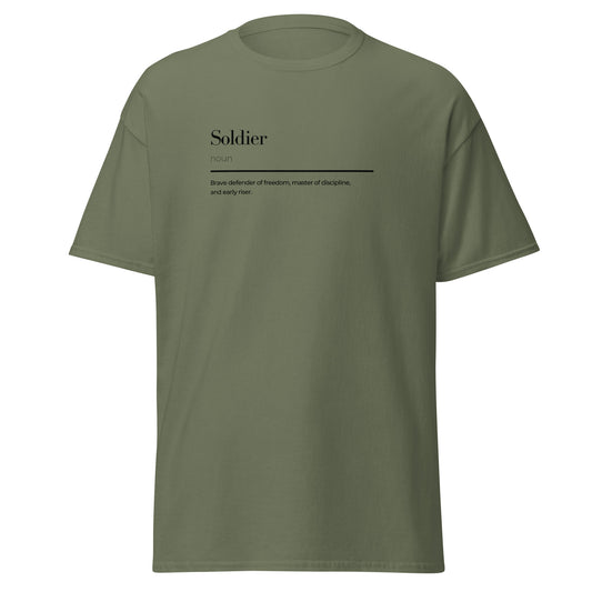 Soldier wordplay Unisex classic tee - LUDE fashion, streetwear, unique designs, custom apparel, gift ideas, trendy, eco-friendly, statement pieces, graphic tees, sustainable fashion, minimalist, pop culture, creative prints, bold designs, limited edition, casual wear, artistic, lifestyle