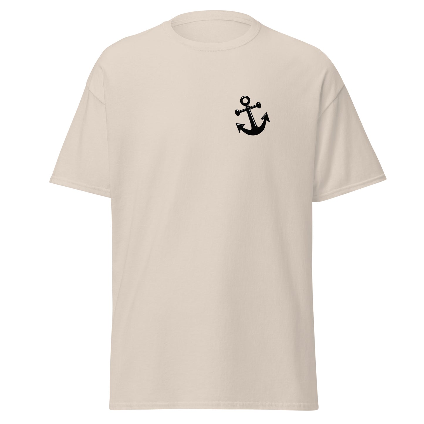 Unisex classic anchor tee, 100% cotton, perfect for streetwear, minimalist style, trendy and sustainable fashion statement.