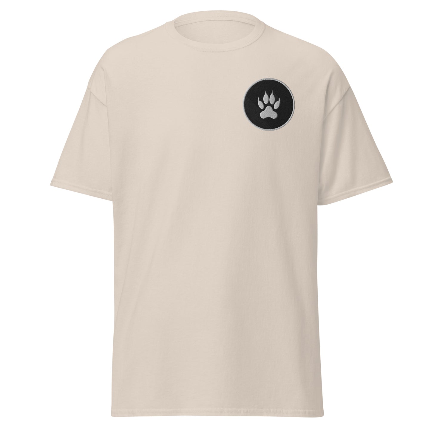 Unisex classic tee with paw print design, eco-friendly cotton, ideal for streetwear and minimalist fashion.