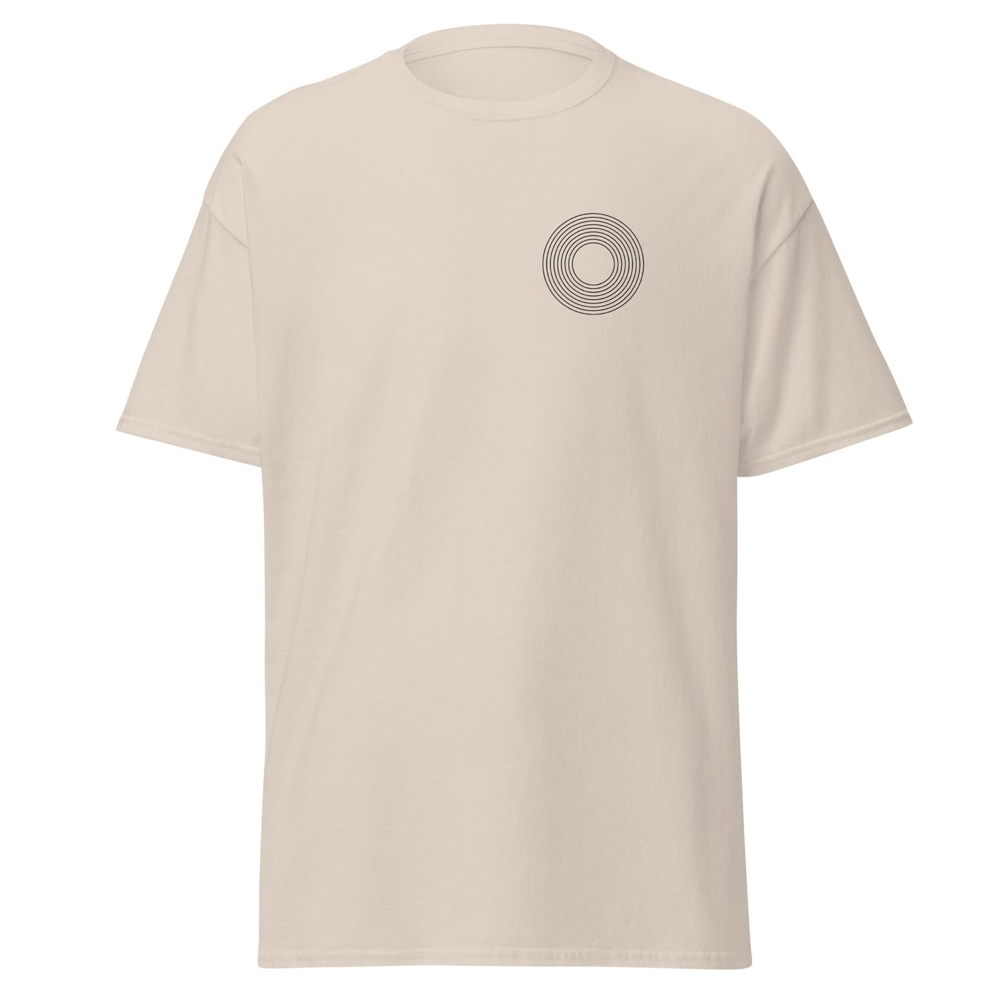 Unisex Circle of Life graphic tee in beige, 100% cotton, perfect for trendy streetwear and sustainable fashion enthusiasts.