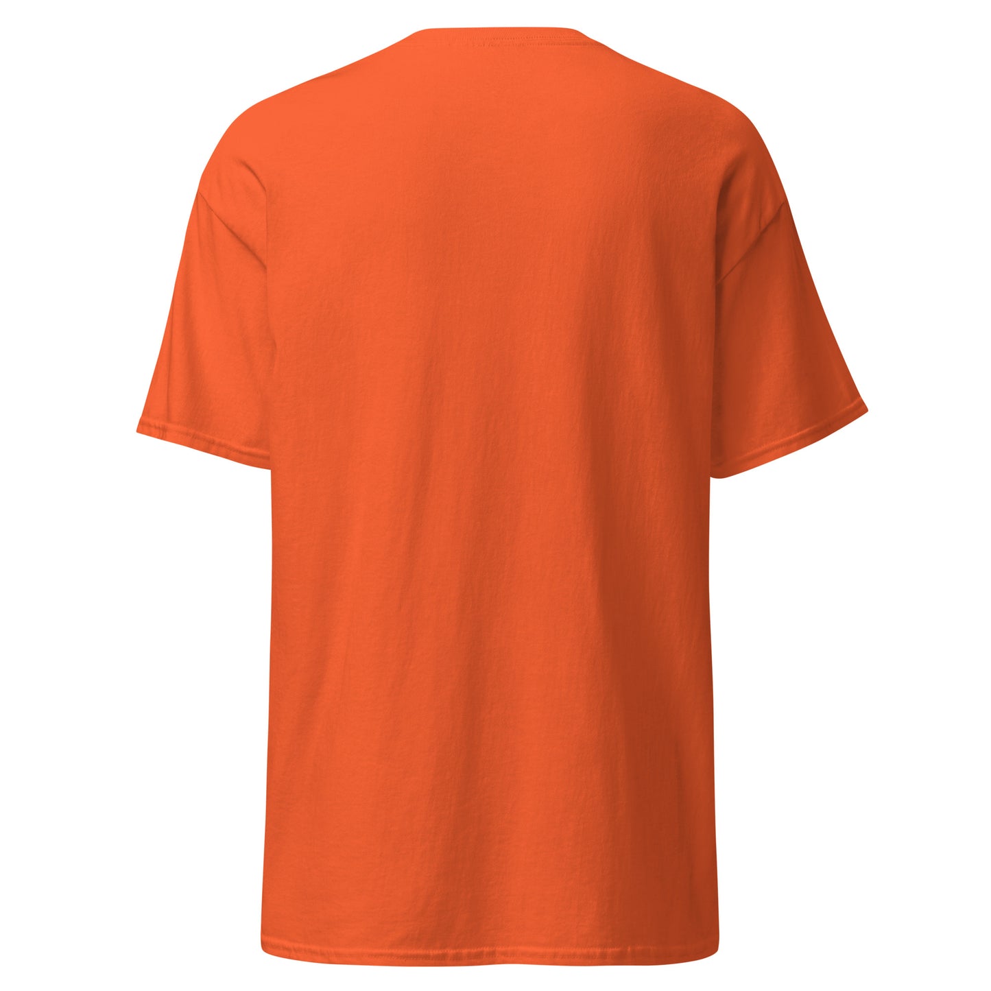 Unisex orange cotton tee, minimalist streetwear fashion, trendy custom apparel for bold and casual statement outfits.