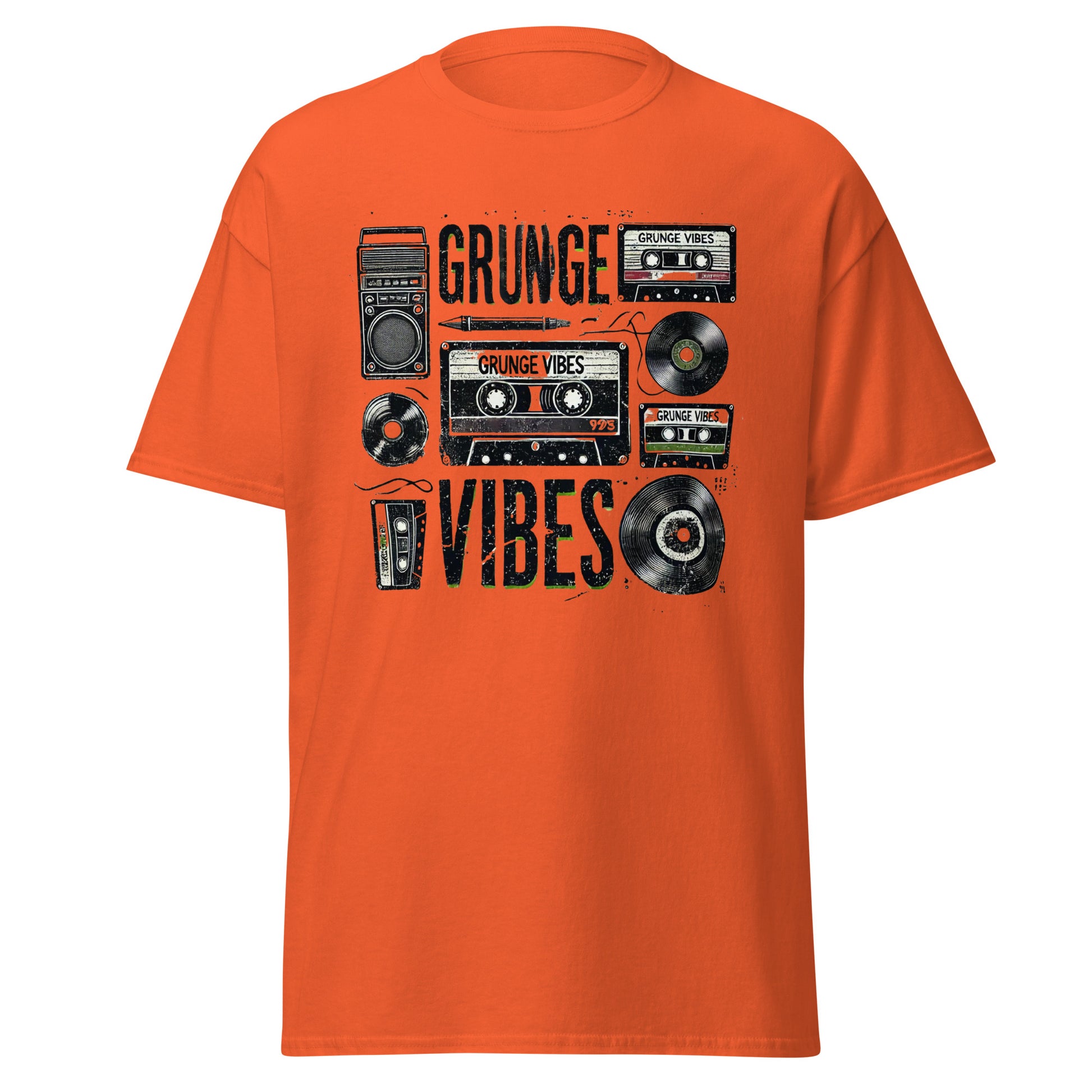 Grunge Vibes Cassette Tee - LUDE fashion, streetwear, unique designs, custom apparel, gift ideas, trendy, eco-friendly, statement pieces, graphic tees, sustainable fashion, minimalist, pop culture, creative prints, bold designs, limited edition, casual wear, artistic, lifestyle