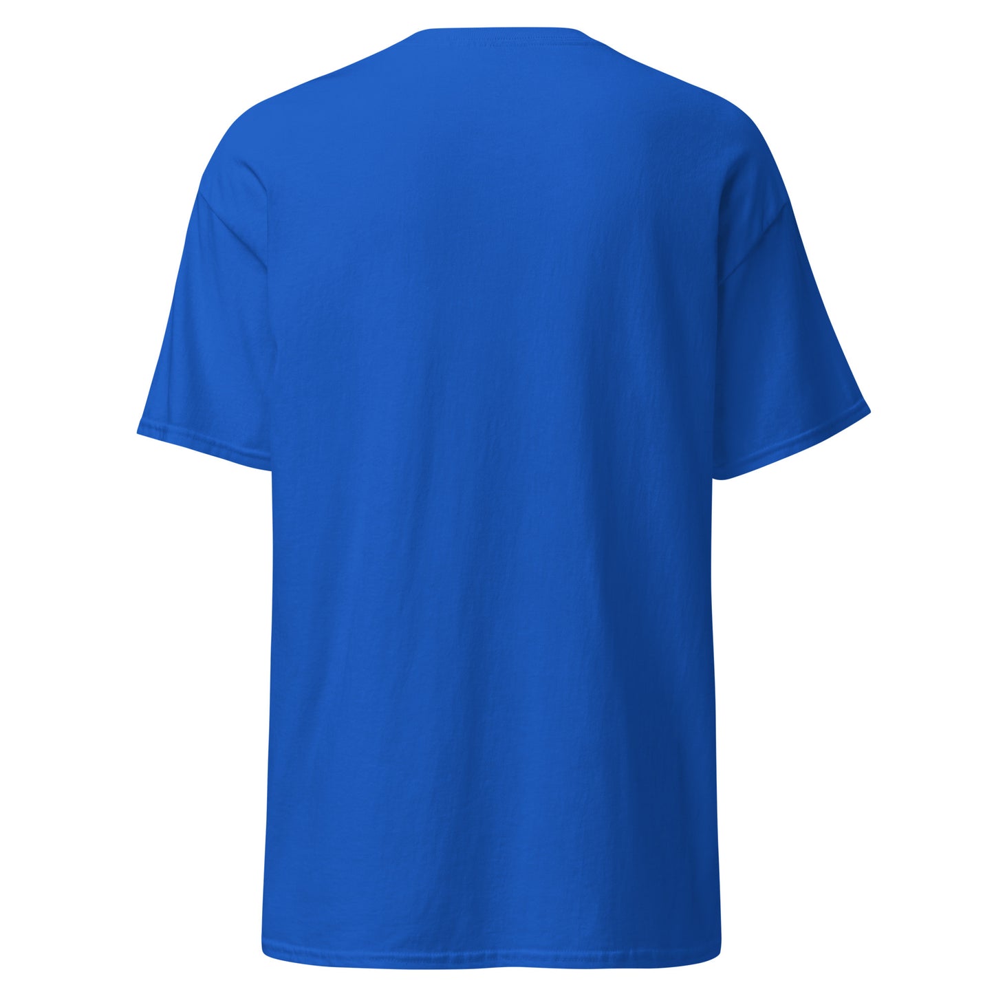 Blue Unisex Cotton Tee, Back View, Trendy and Comfortable Streetwear Fashion, Perfect for Creative Layered Outfits