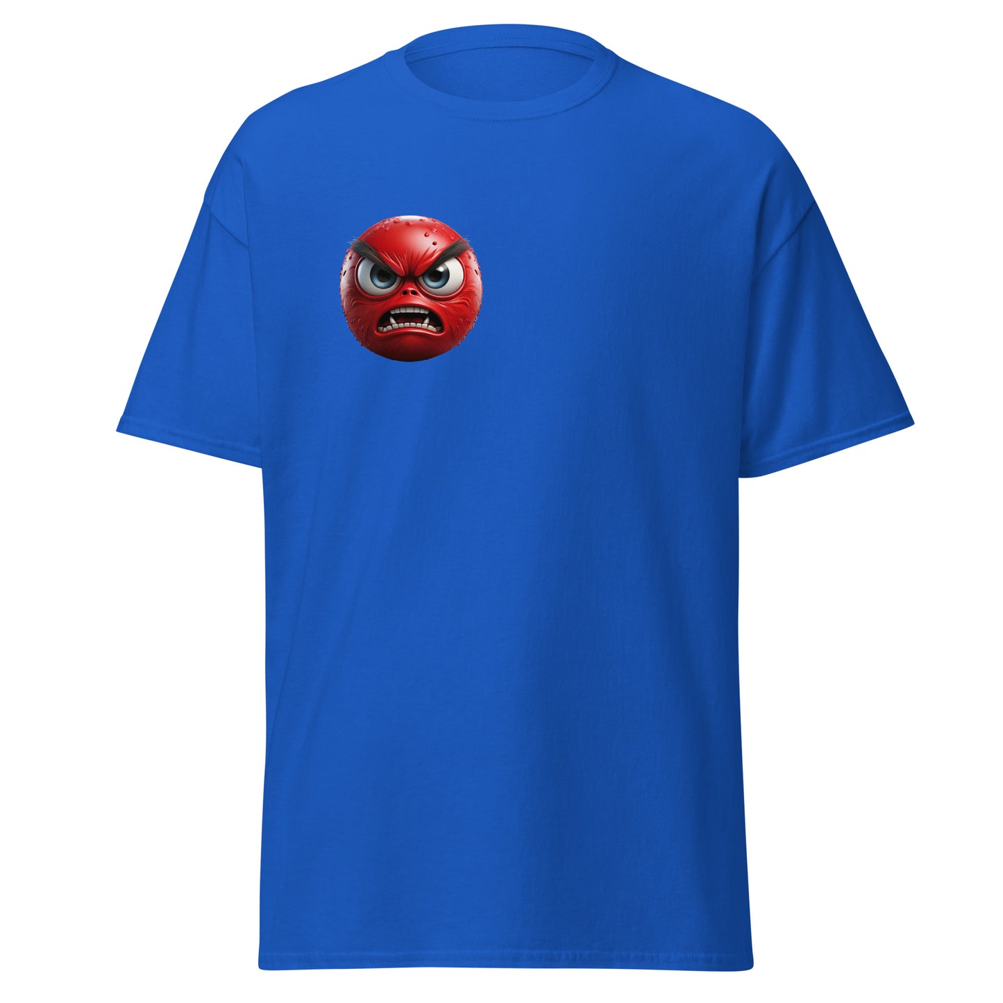 "Angry Blast Emoji Unisex Tee in Blue - Trendy Streetwear Graphic Tee with Unique Bold Design"