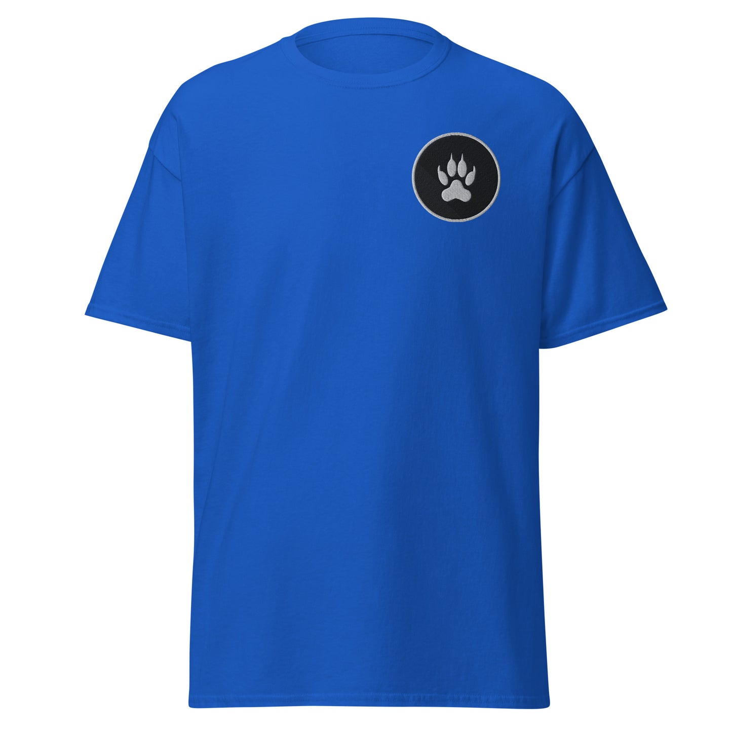 Stitched paw-sitive vibes Unisex classic tee - LUDE fashion, streetwear, unique designs, custom apparel, gift ideas, trendy, eco-friendly, statement pieces, graphic tees, sustainable fashion, minimalist, pop culture, creative prints, bold designs, limited edition, casual wear, artistic, lifestyle