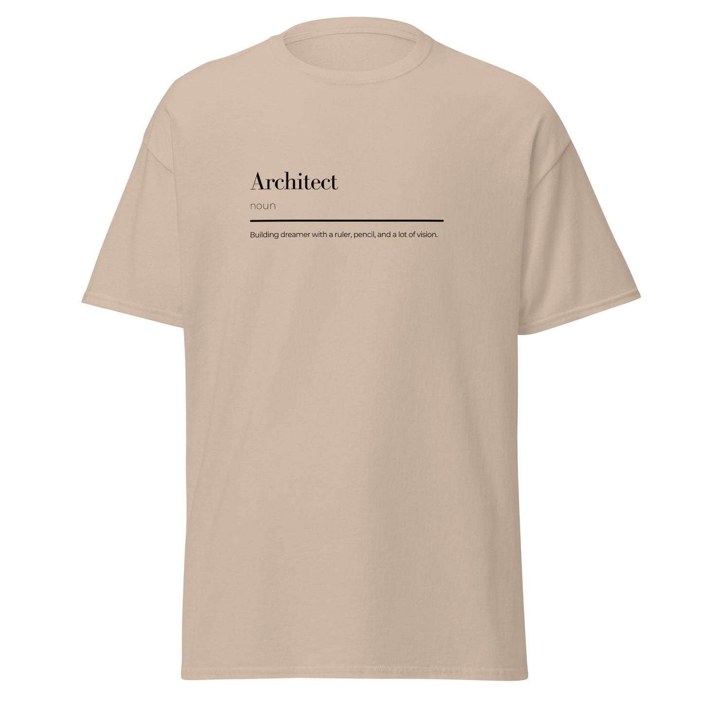 Unisex Architect wordplay tee, 100% cotton, minimalist design, trendy streetwear graphic, perfect for casual wear and creative expression.