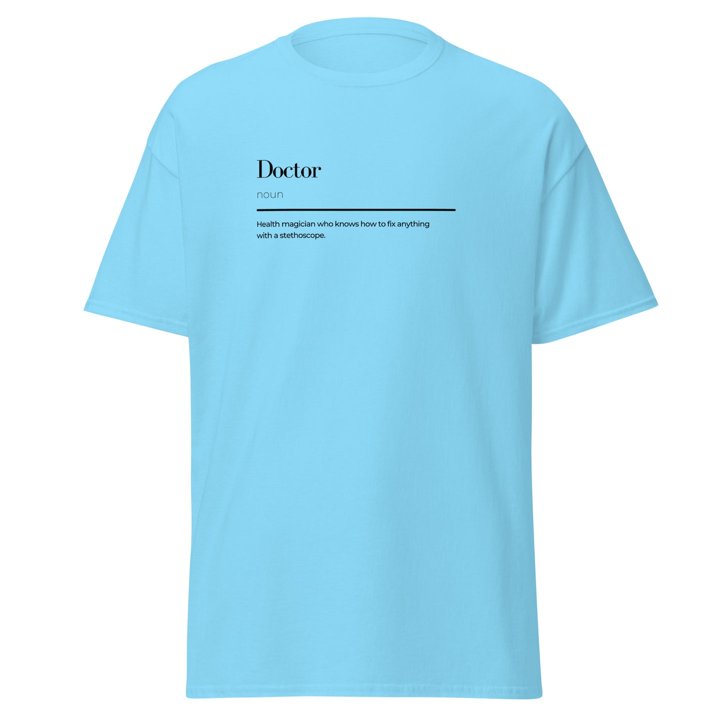 "Blue Doctor Wordplay Unisex Tee with Unique Design and Definition Print - Trendy, Sustainable Fashion, Custom Apparel"