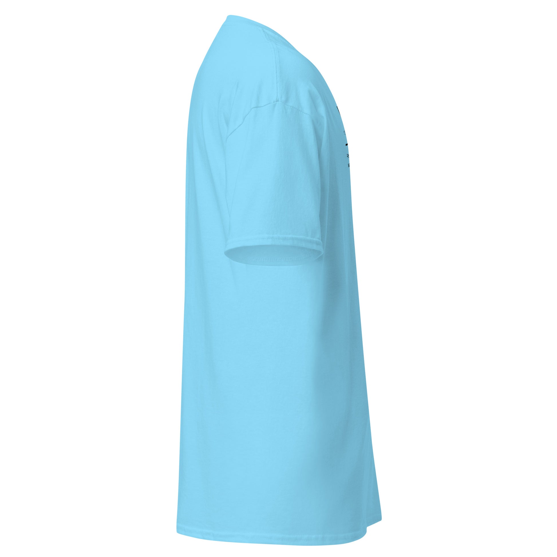 Unisex classic light blue tee side view, trendy and sustainable streetwear fashion, perfect for layering and casual wear.