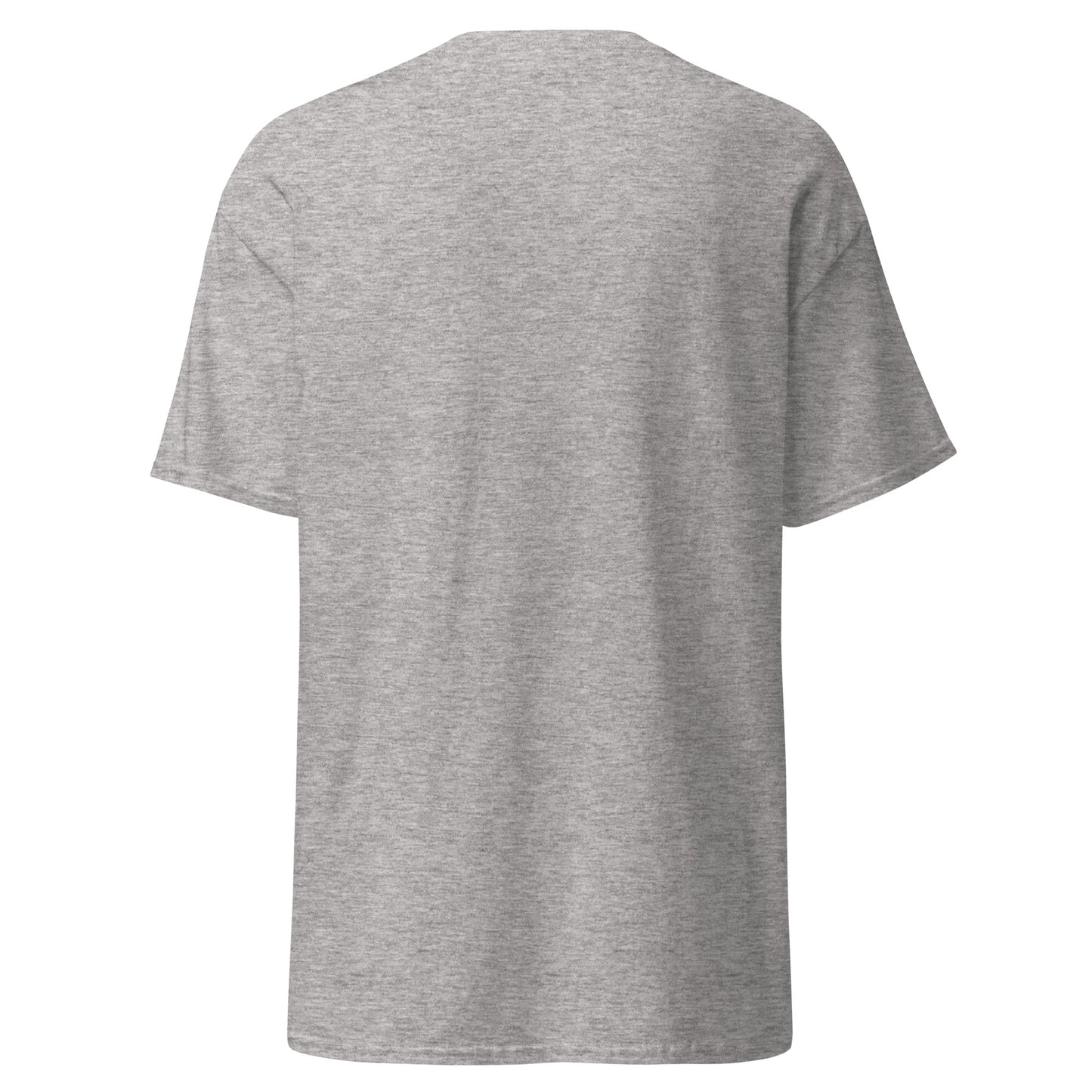 Grey unisex classic tee, featuring minimalist design, perfect for streetwear fashion, made from eco-friendly cotton blend materials.