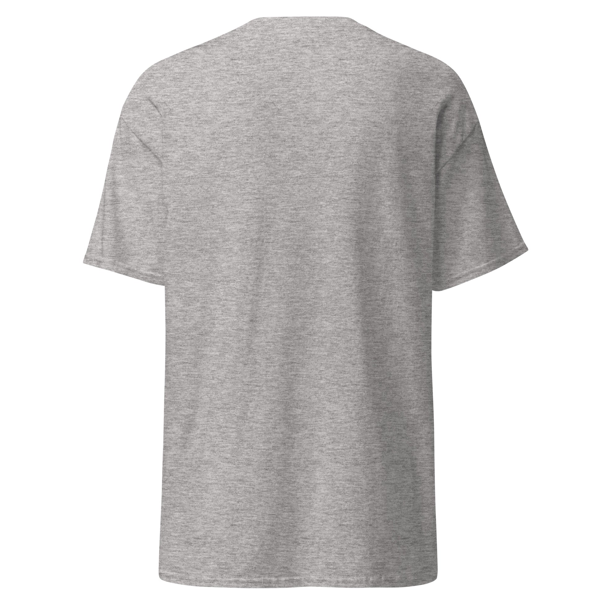 Sport Grey unisex classic tee back view, eco-friendly cotton blend, perfect for casual streetwear and minimalist fashion styles.