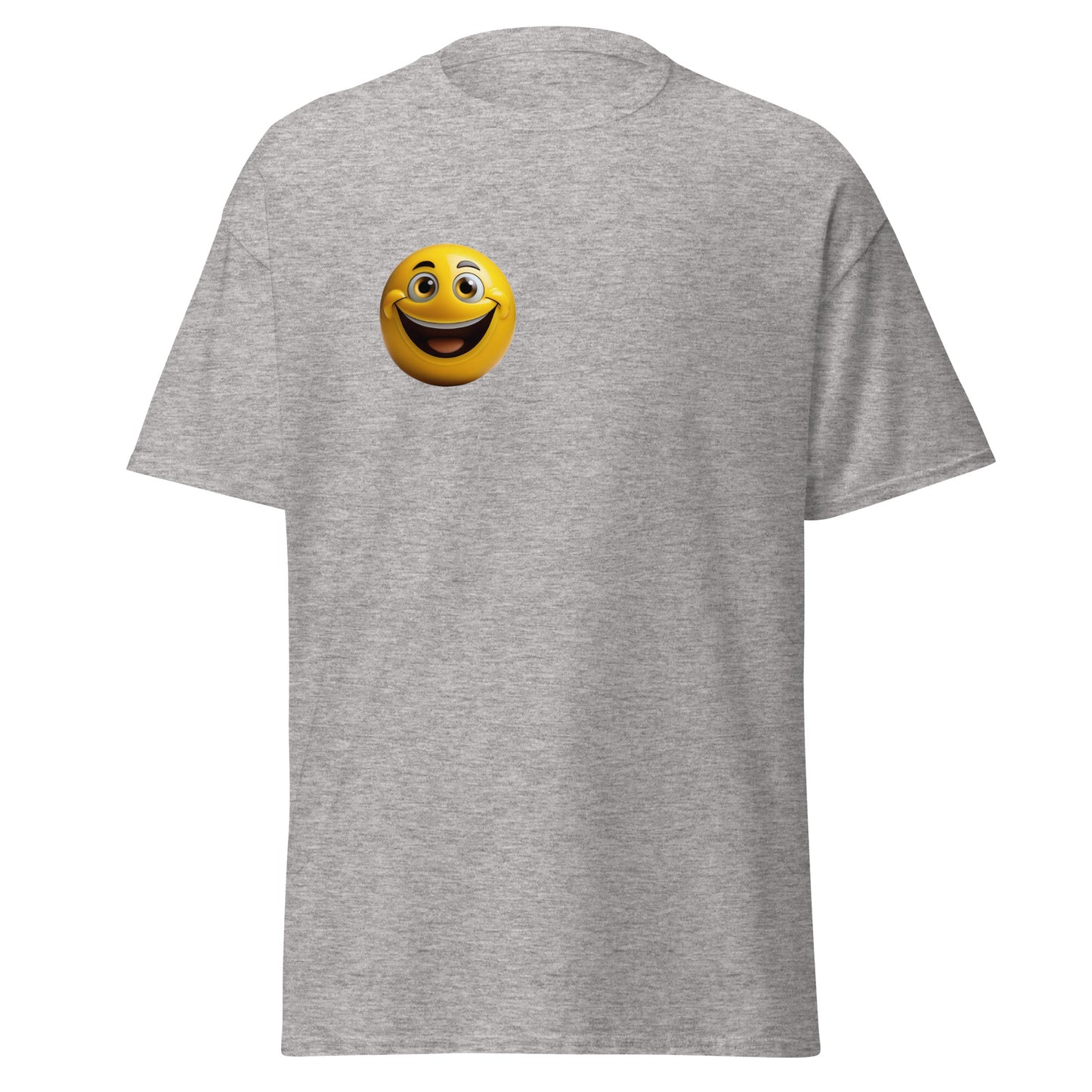 Cheerful Vibes Emoji Unisex Tee in Grey, Fashionable and Trendy Graphic T-Shirt, 100% Cotton Streetwear for Casual Wear and Gift Ideas