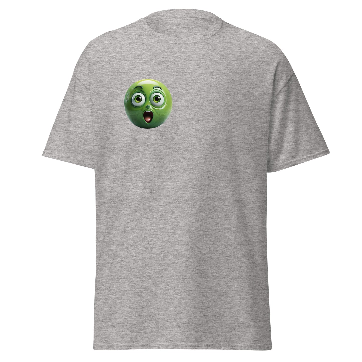 Surprised Reaction Emoji Unisex Tee in Sport Grey, trendy and sustainable streetwear fashion with bold graphic design.