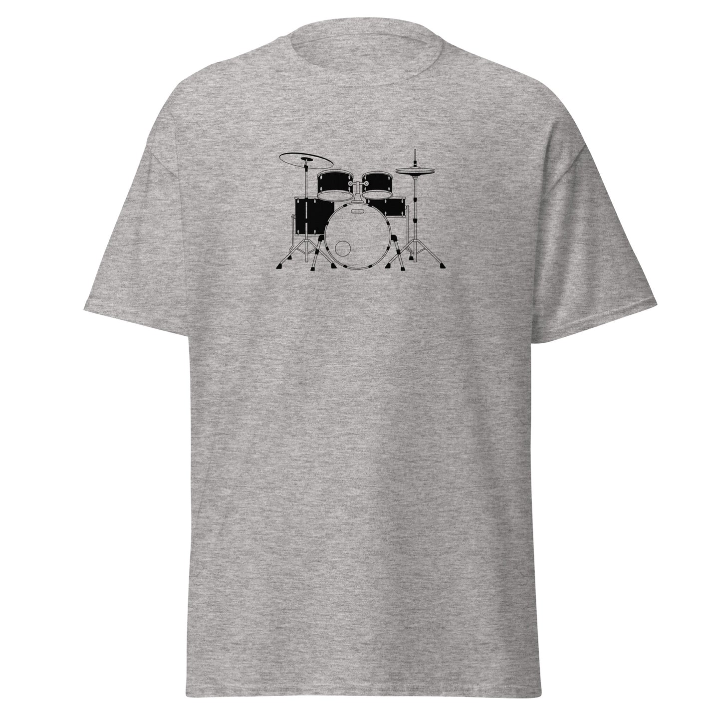 Sport Grey drum set graphic tee, unisex classic streetwear fashion, 100% cotton, trendy statement piece, custom sustainable apparel