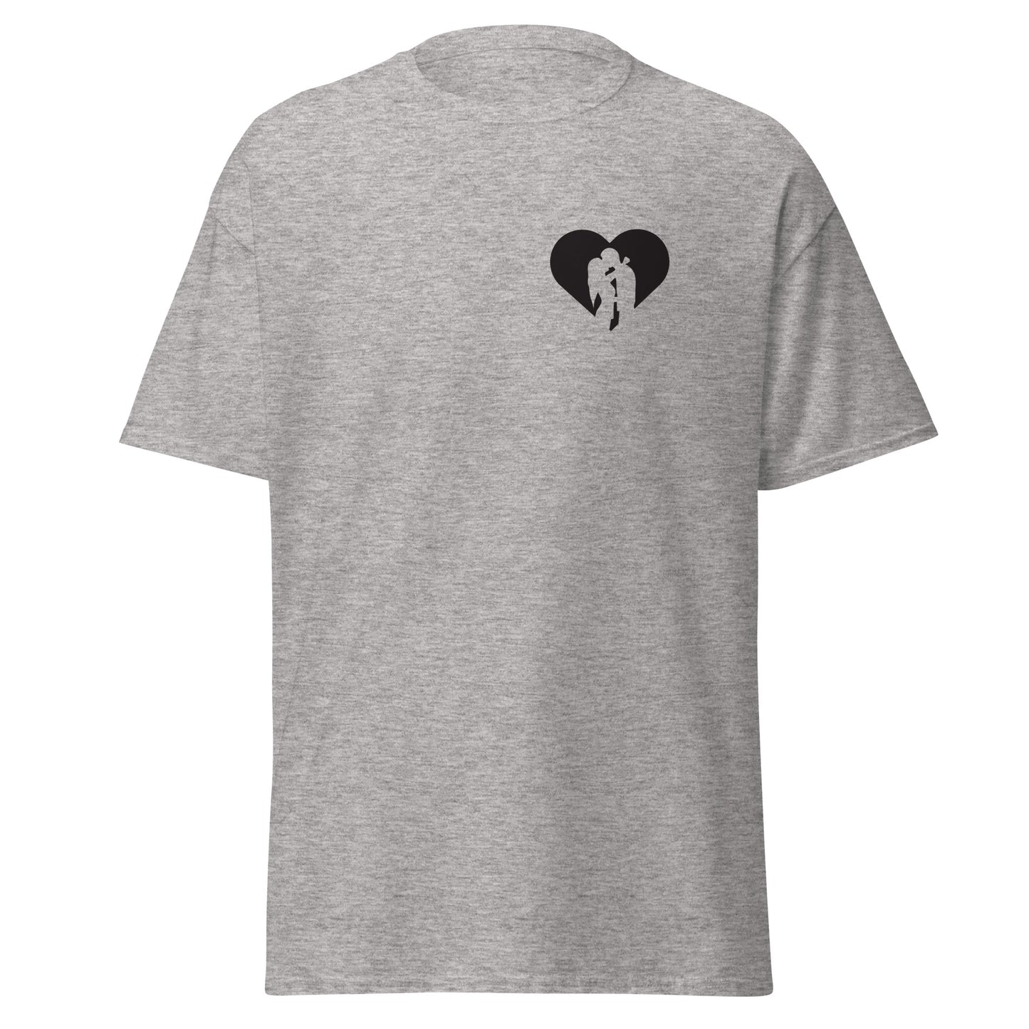 Sport Grey unisex cotton tee with heart graphic, perfect for streetwear fashion and sustainable statement pieces.